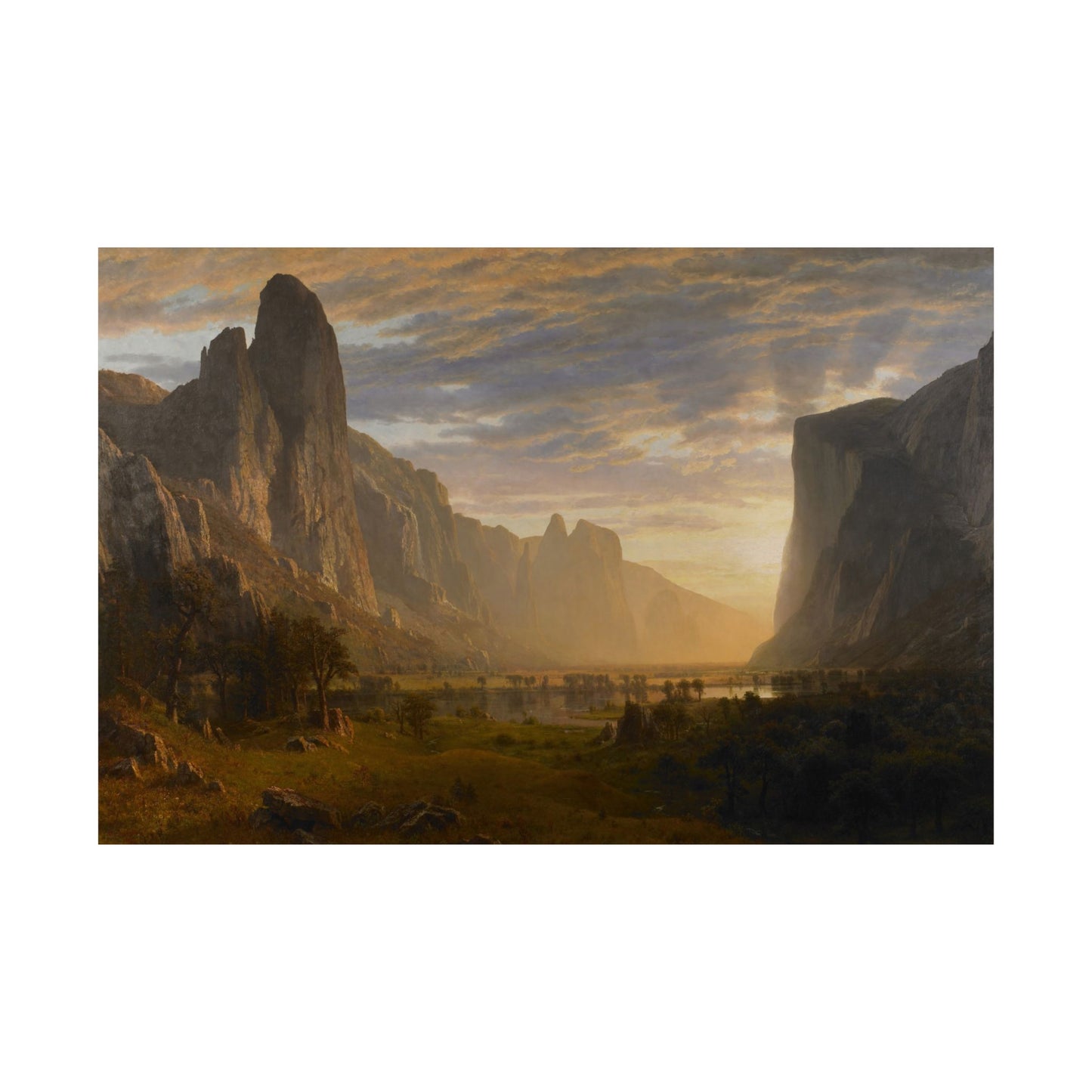 Bierstadt, Albert - Looking Down Yosemite Valley (1865) - Satin Posters