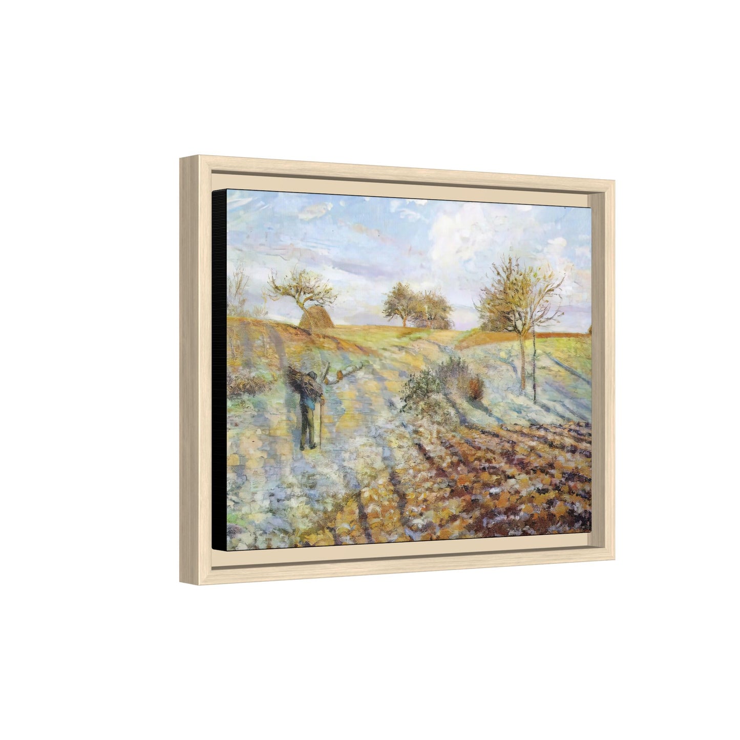 Pissarro, Camille - Hoarfrost (1873) - Matte Canvas, Framed