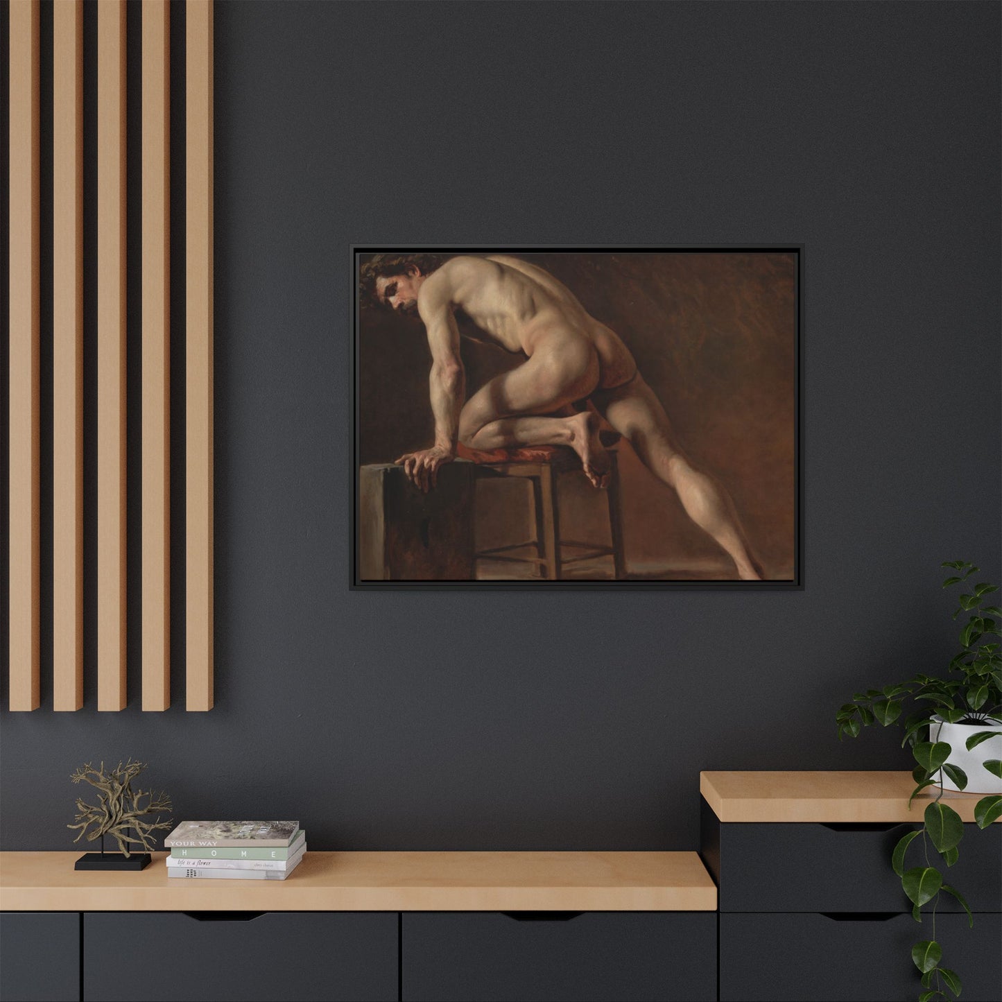 Courbet, Gustave - Study of a Nude Man (1840) - Matte Canvas, Framed