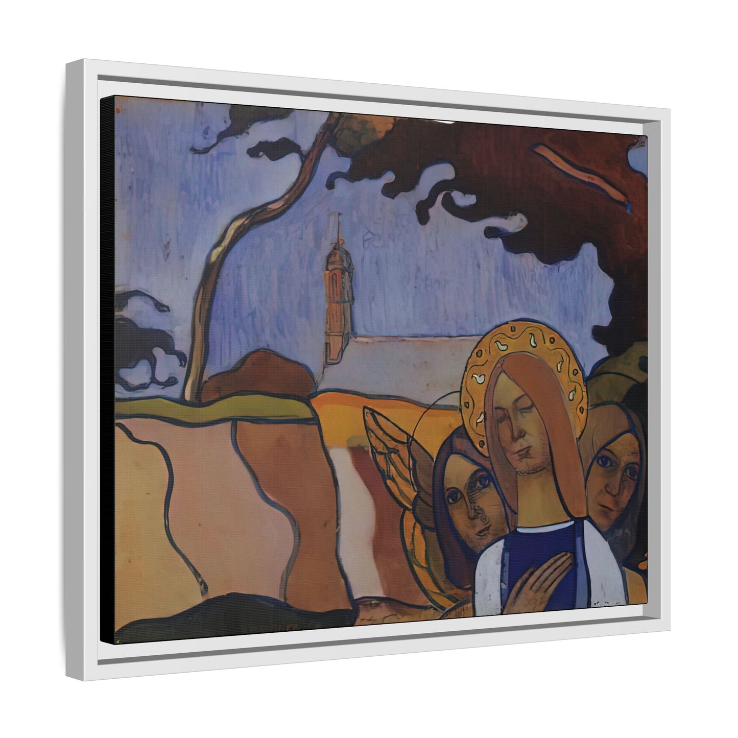Filiger, Charles - Virgin and Two Angels (1895) - Matte Canvas, Framed