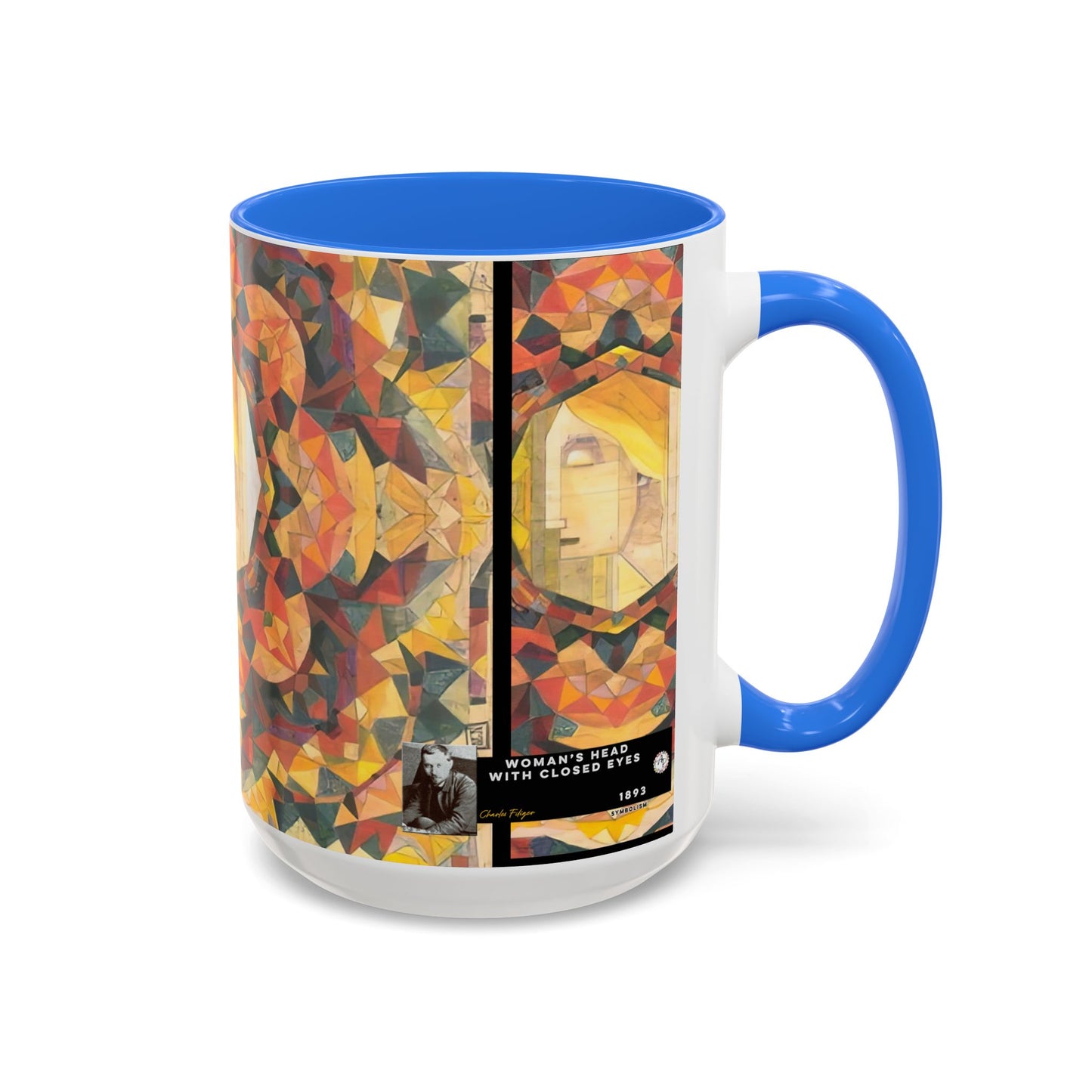 Filiger, Charles - Woman’s Head with Closed Eyes (1893) - Colorful Accent Mugs