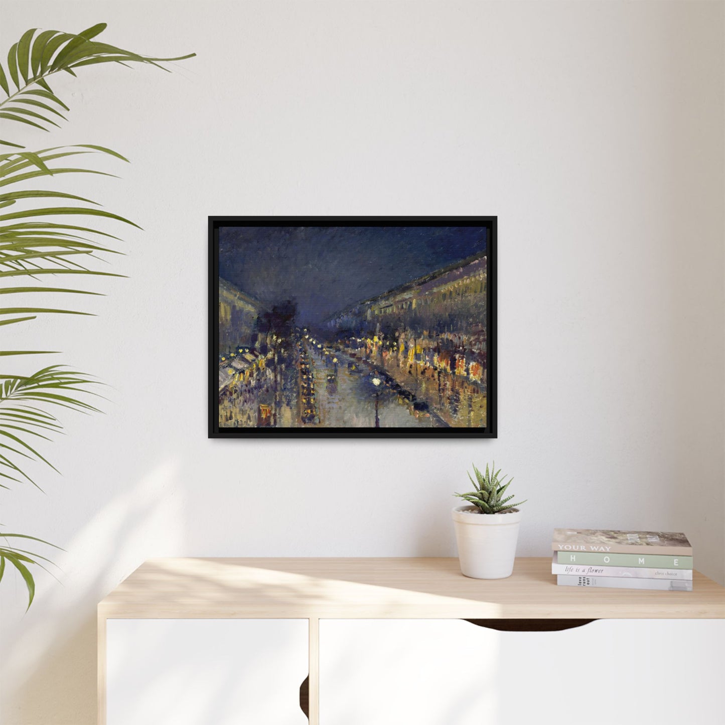 Pissarro, Camille - The Boulevard Montmartre At Night (1897) - Matte Canvas, Framed