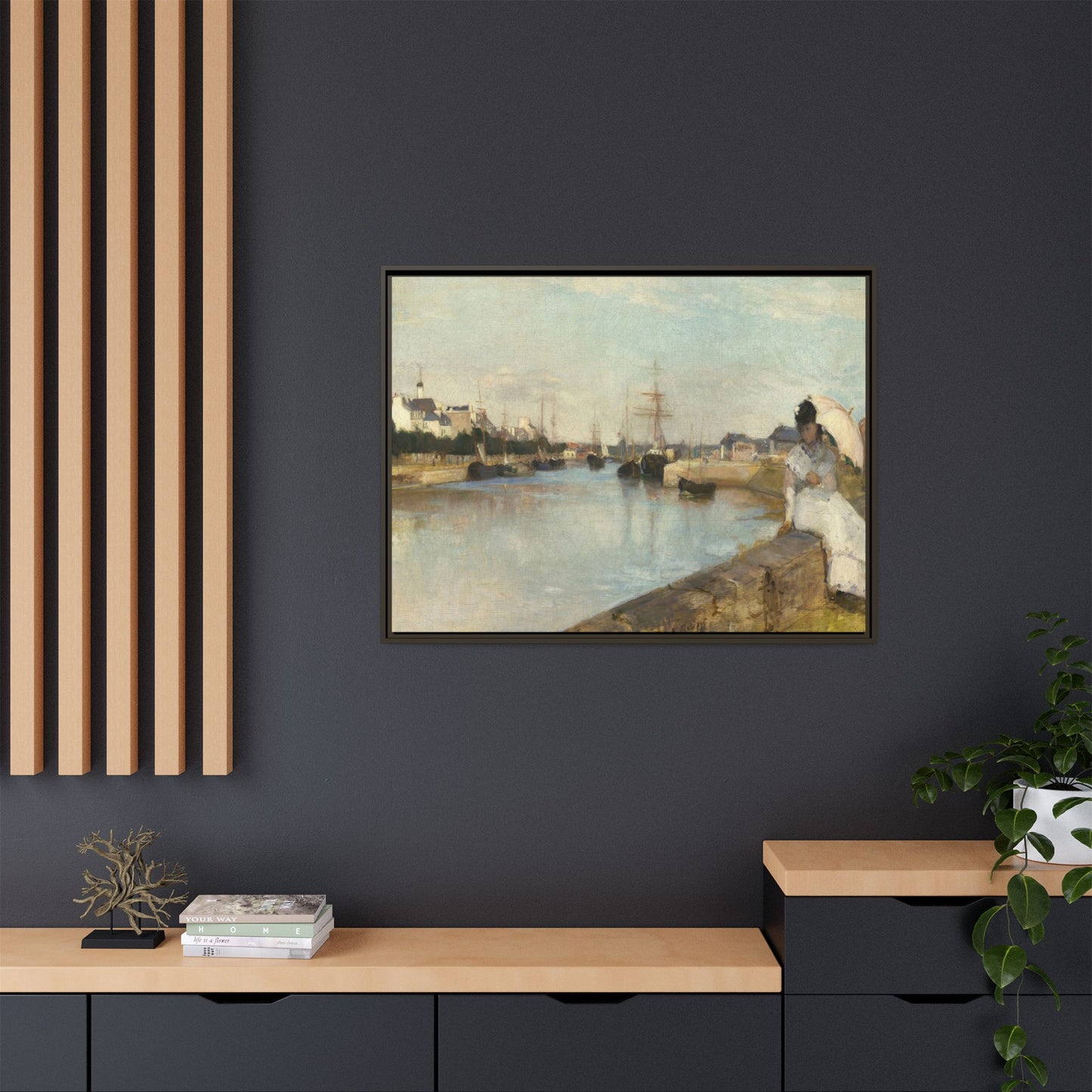 Morisot, Berthe - The Harbor at Lorient (1869) - Matte Canvas, Framed