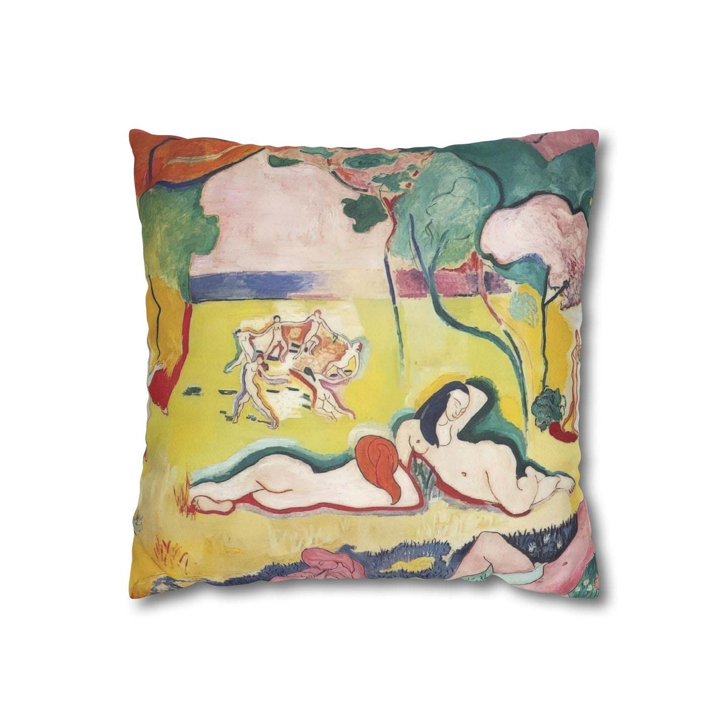 Matisse, Henri - The Joy of Life (1905) - Suede Square Pillowcase