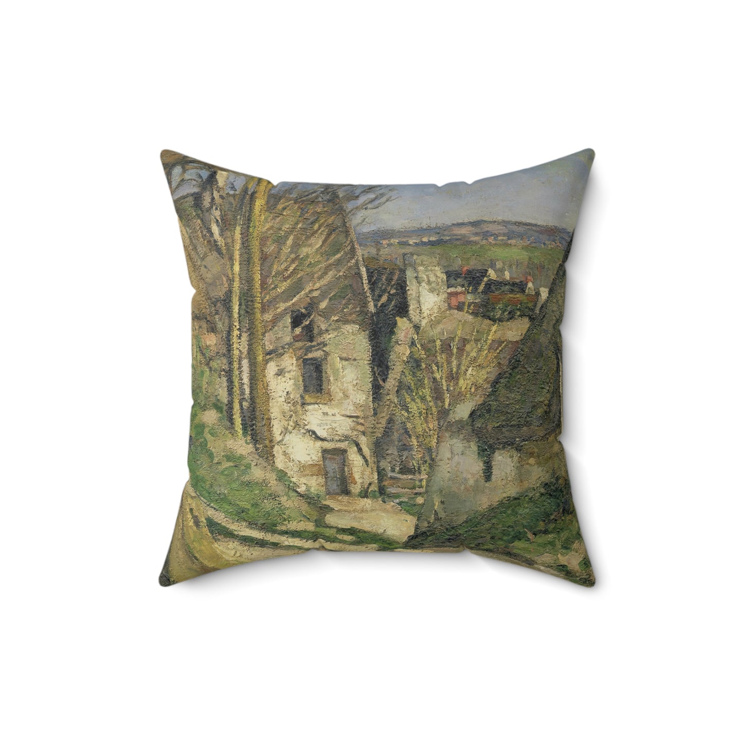 Cézanne, Paul - The House of the Hanged Man, Auvers-sur-Oise (1874) - Suede Square Pillow