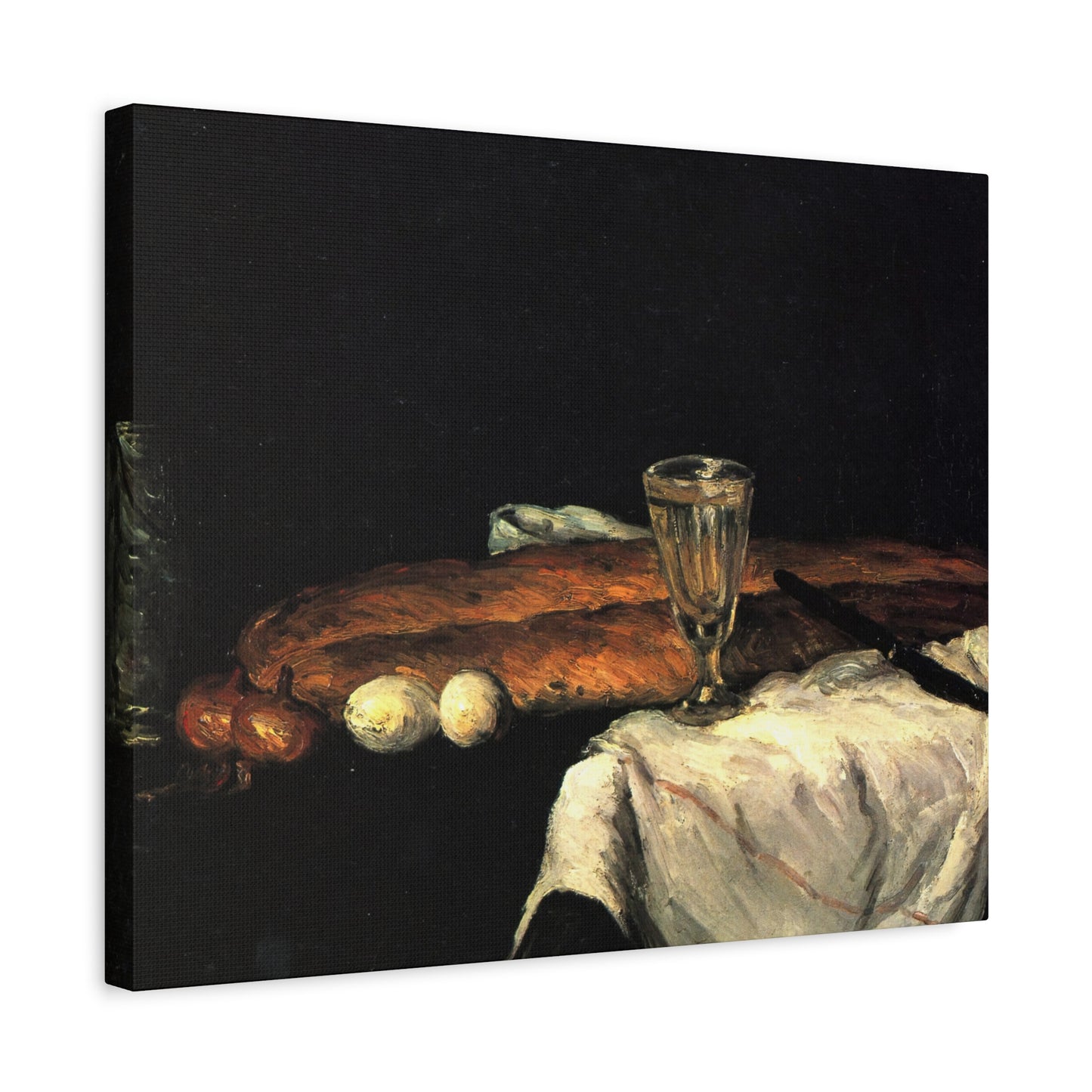 Cézanne, Paul - Still Life with Bread and Eggs (1865) - Canvas Block, unframed