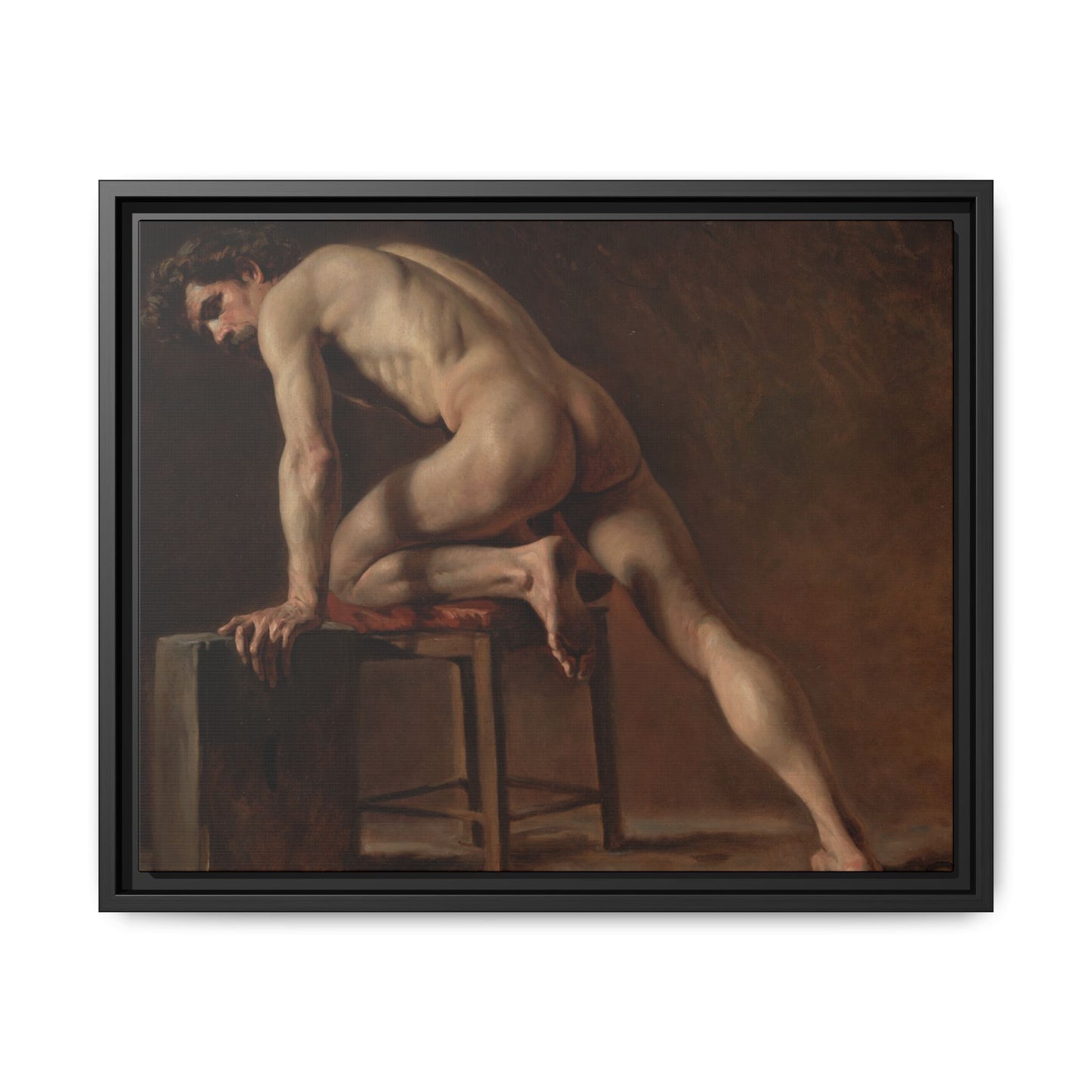Courbet, Gustave - Study of a Nude Man (1840) - Matte Canvas, Framed