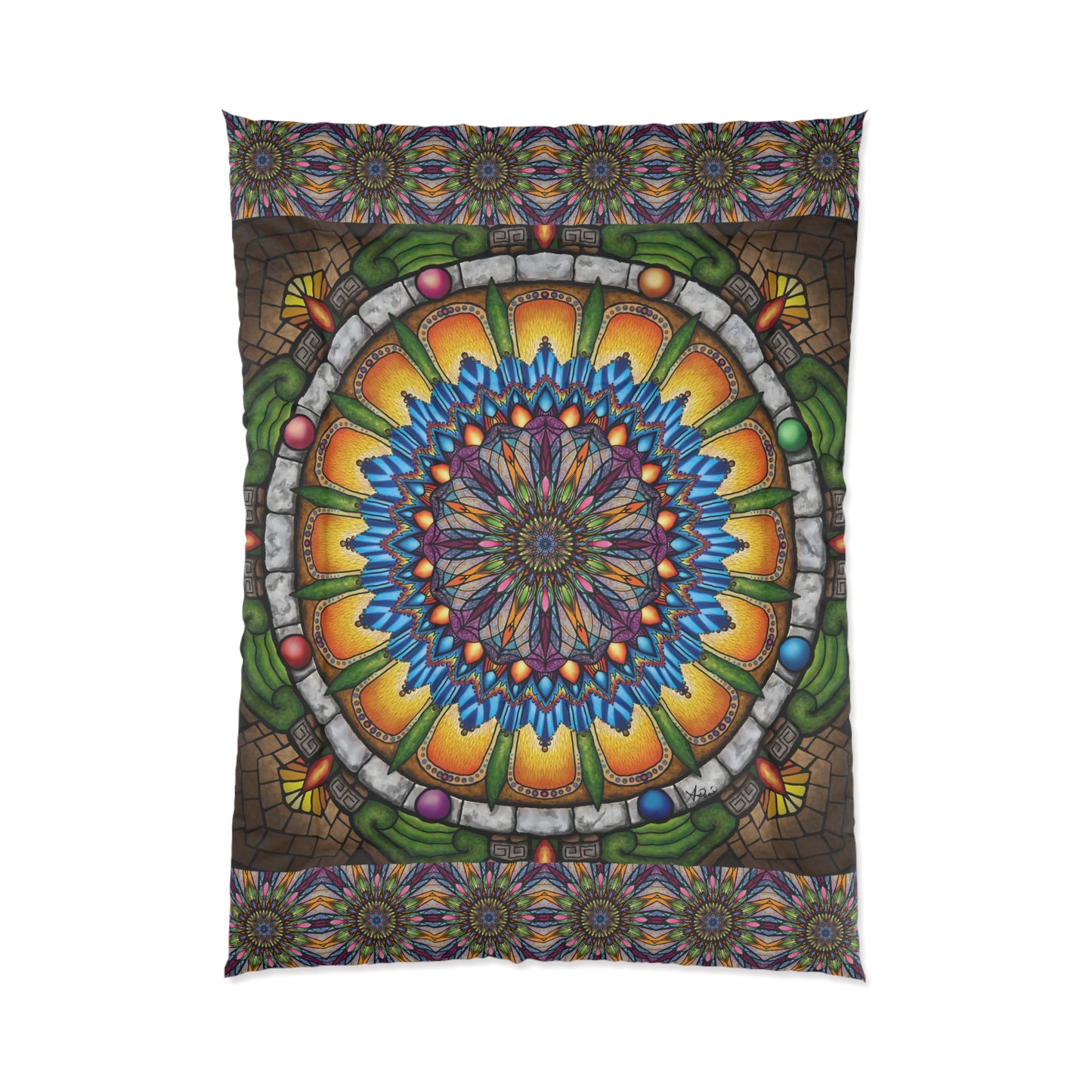 Emerald Arrows Mandala - Comforter
