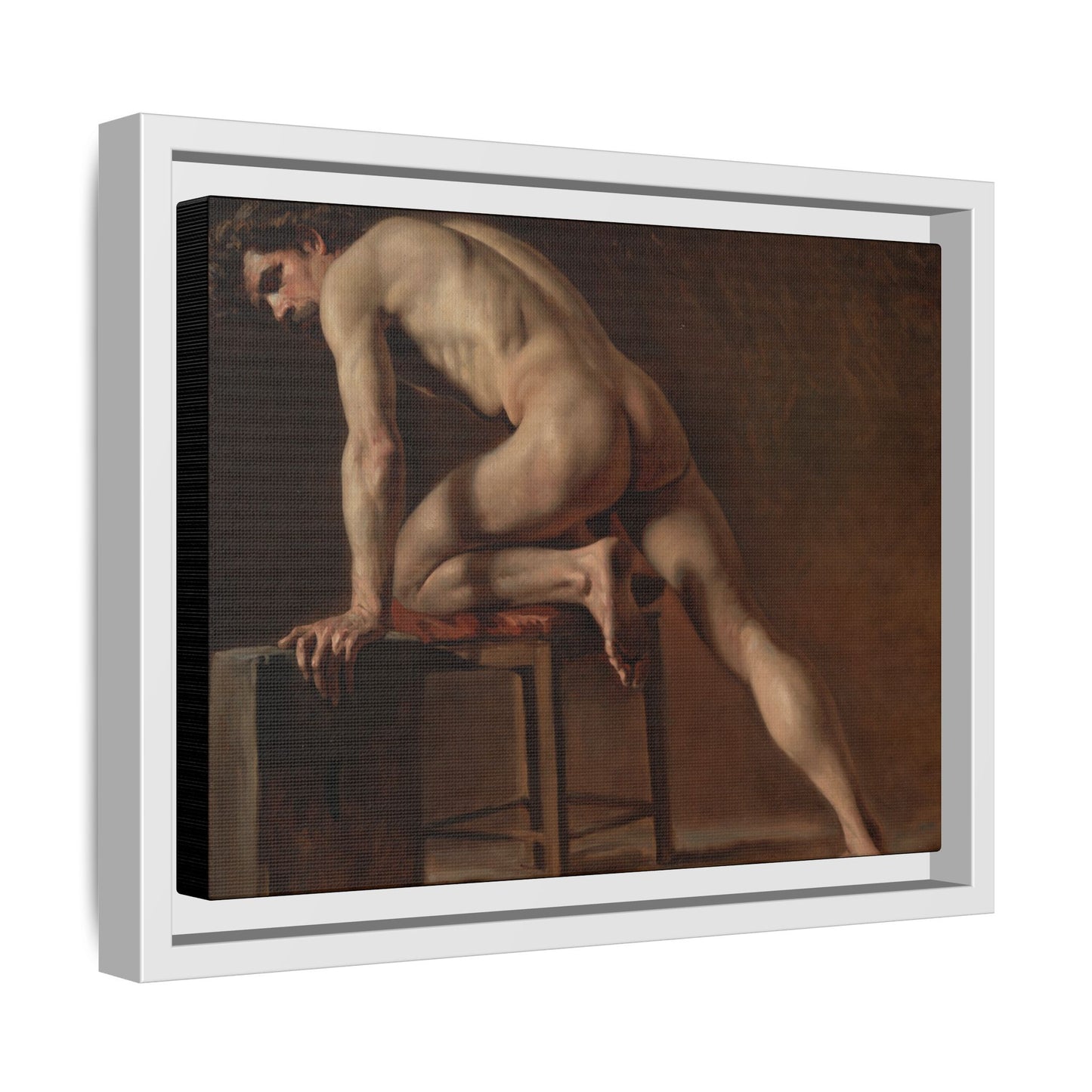 Courbet, Gustave - Study of a Nude Man (1840) - Matte Canvas, Framed