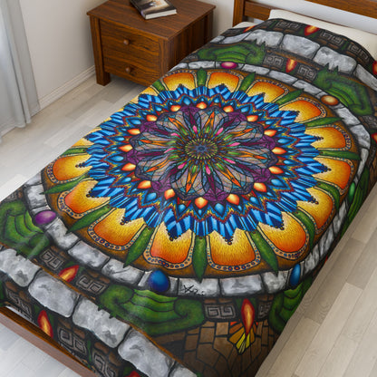 Emerald Arrows Mandala - Velveteen Plush Blanket