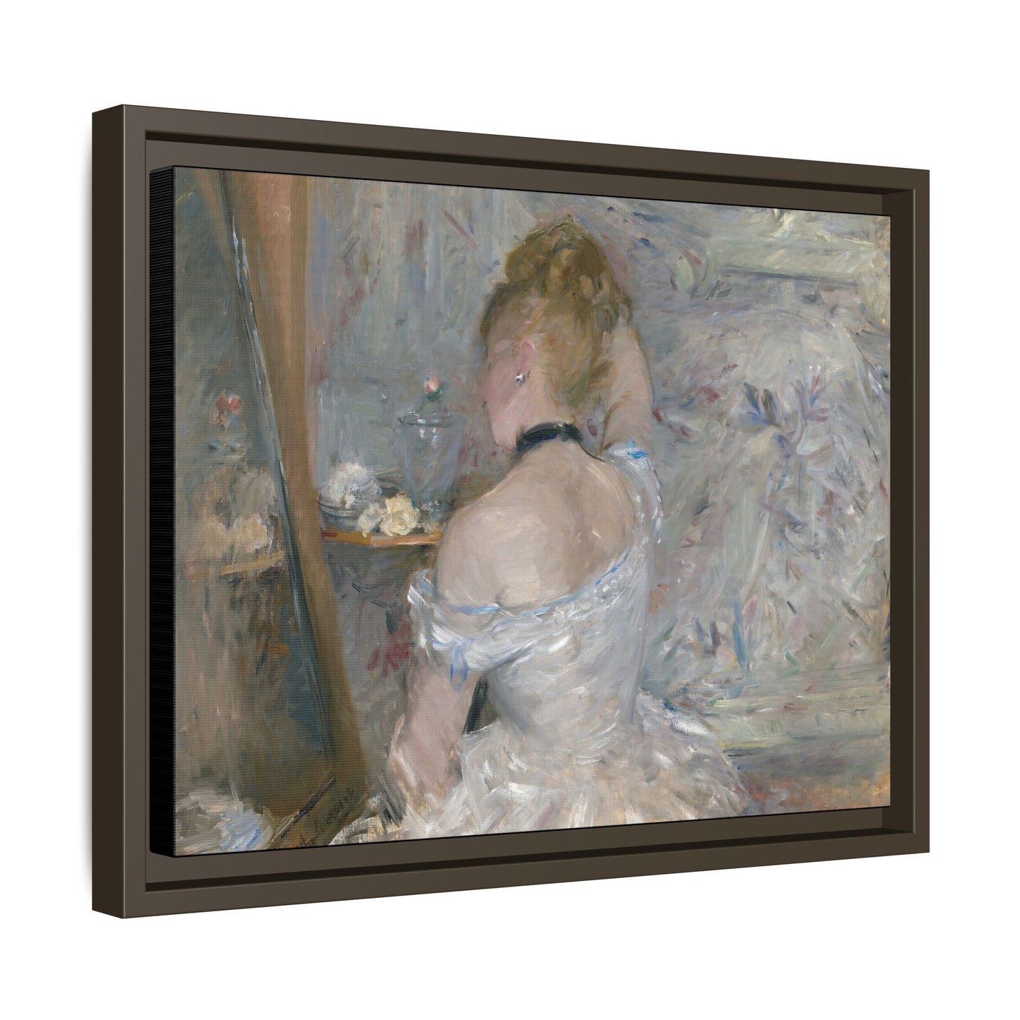 Morisot, Berthe - Woman at Her Toilette (1880) - Matte Canvas, Framed