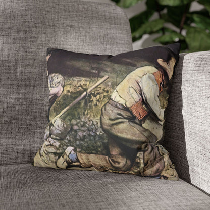 Courbet, Gustave - The Stone Breakers (1850) - Suede Square Pillowcase