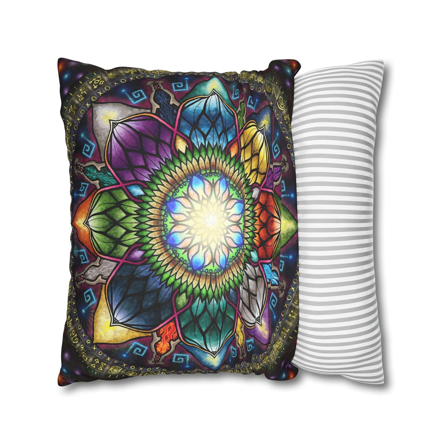 Pacio, Adam - Mystic Jewel Mandala - Suede Square Pillowcase