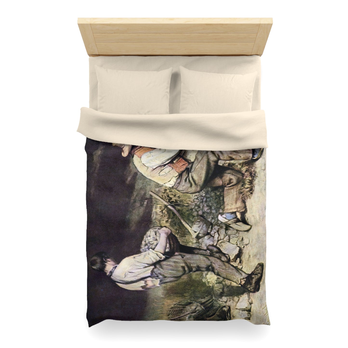 Courbet, Gustave - The Stone Breakers (1850) - Microfiber Duvet Cover