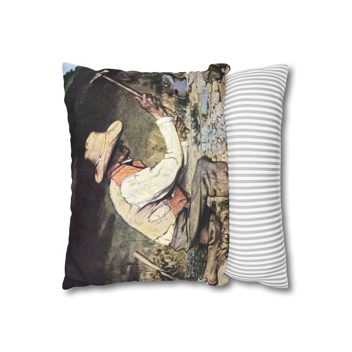 Courbet, Gustave - The Stone Breakers (1850) - Suede Square Pillowcase