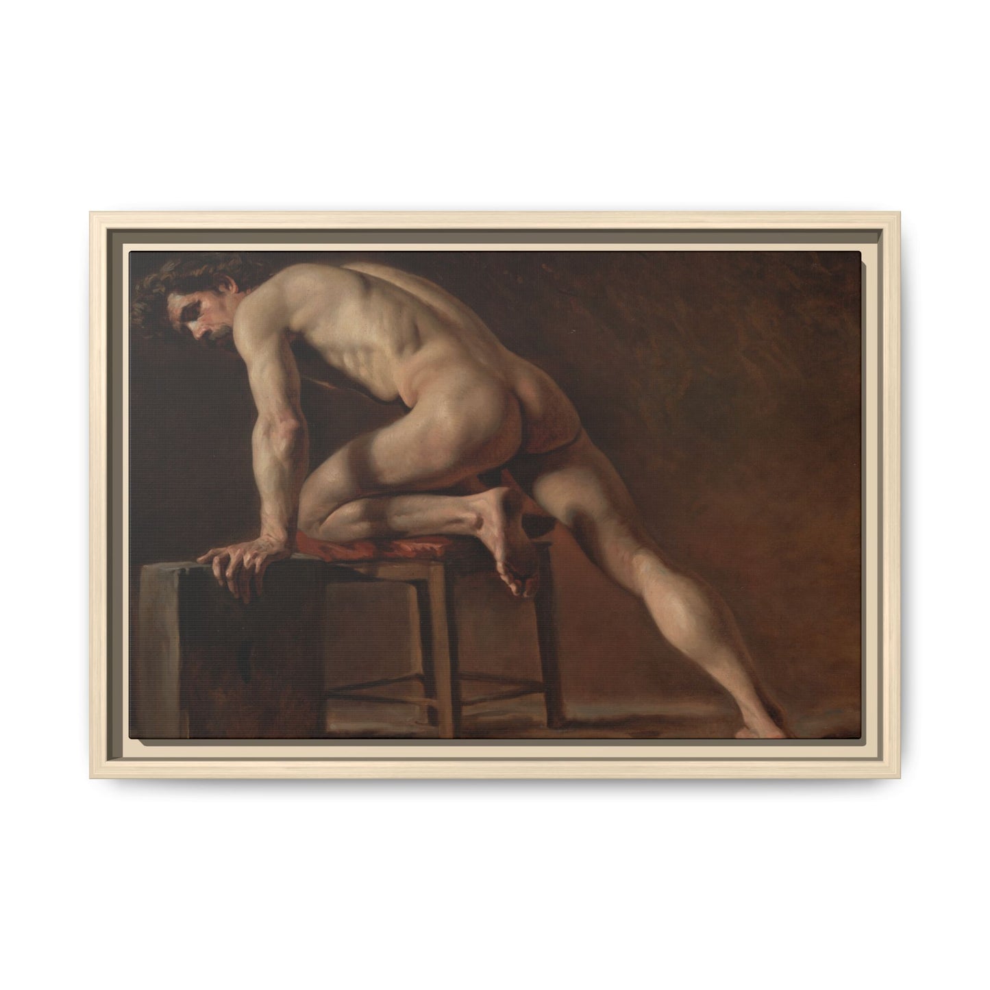 Courbet, Gustave - Study of a Nude Man (1840) - Matte Canvas, Framed