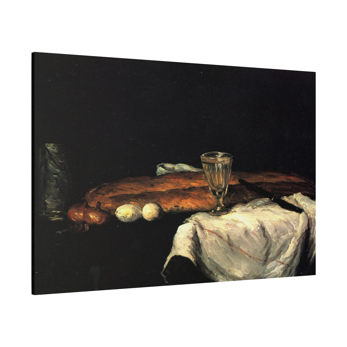 Cézanne, Paul - Still Life with Bread and Eggs (1865) - Canvas Block, unframed