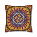 Solar Disc Mandala - Suede Square Pillowcase