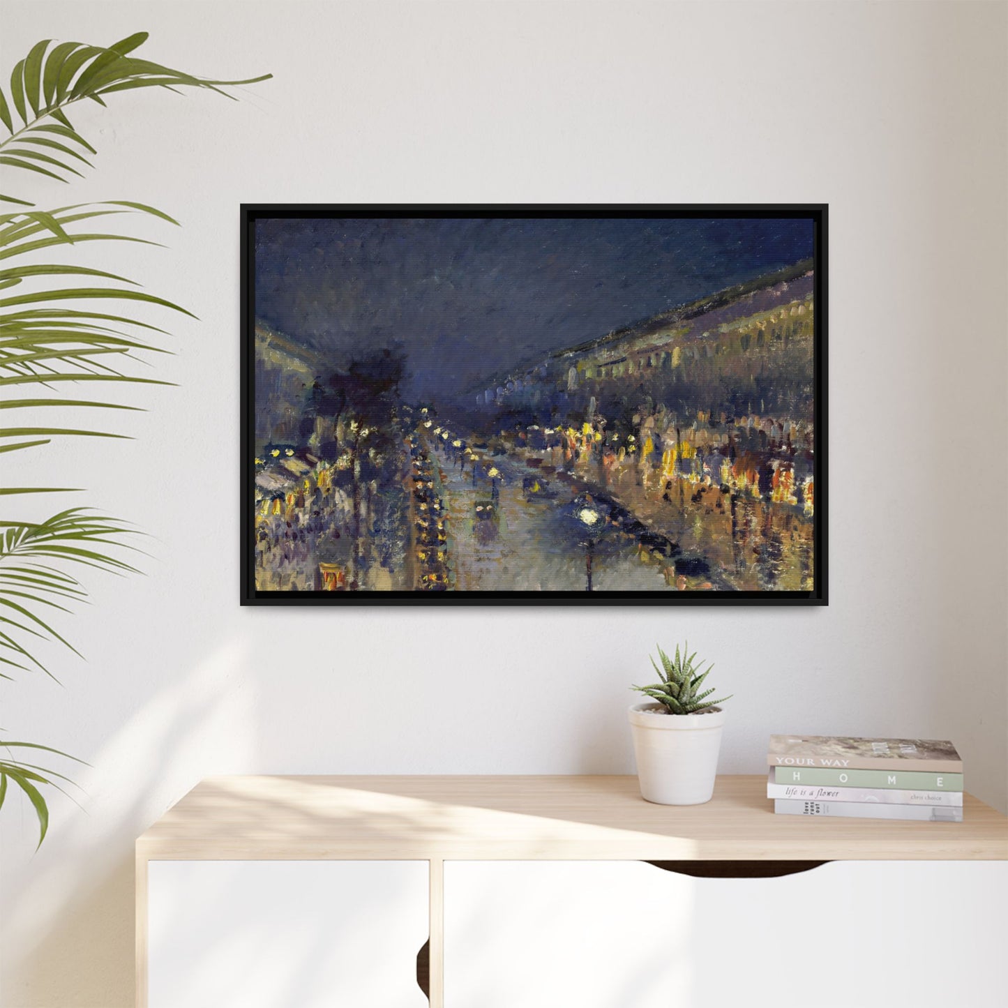 Pissarro, Camille - The Boulevard Montmartre At Night (1897) - Matte Canvas, Framed