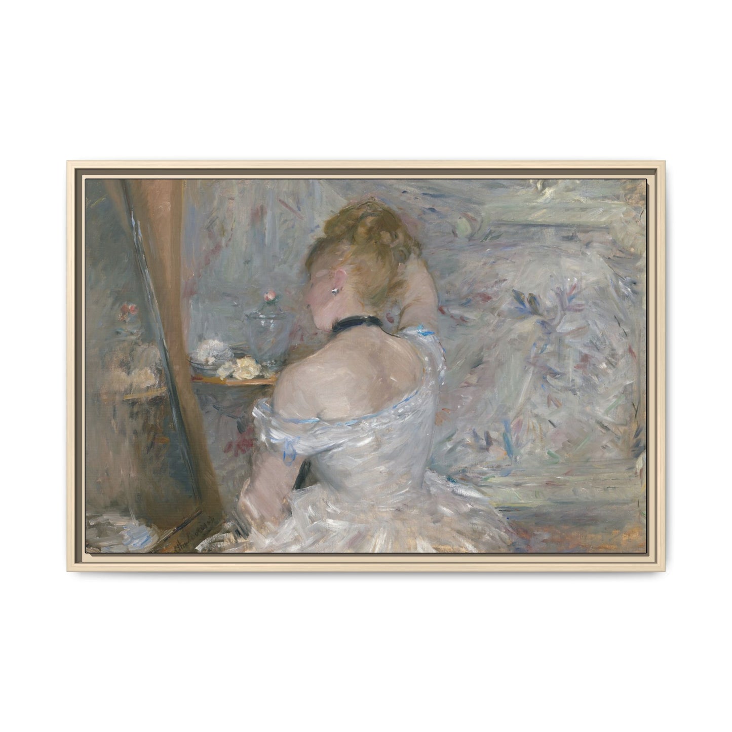 Morisot, Berthe - Woman at Her Toilette (1880) - Matte Canvas, Framed