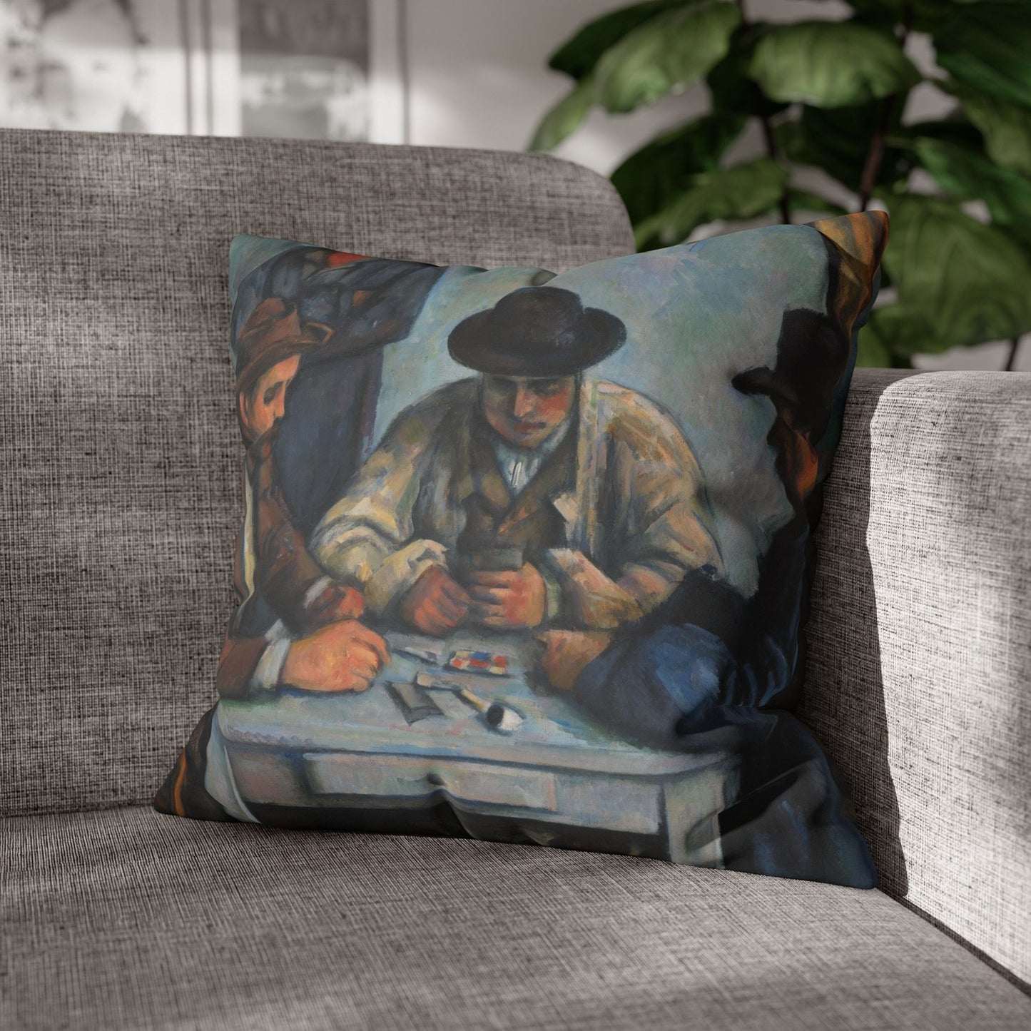 Cézanne, Paul - The Card Players (1892) - Faux Suede Square Pillowcase
