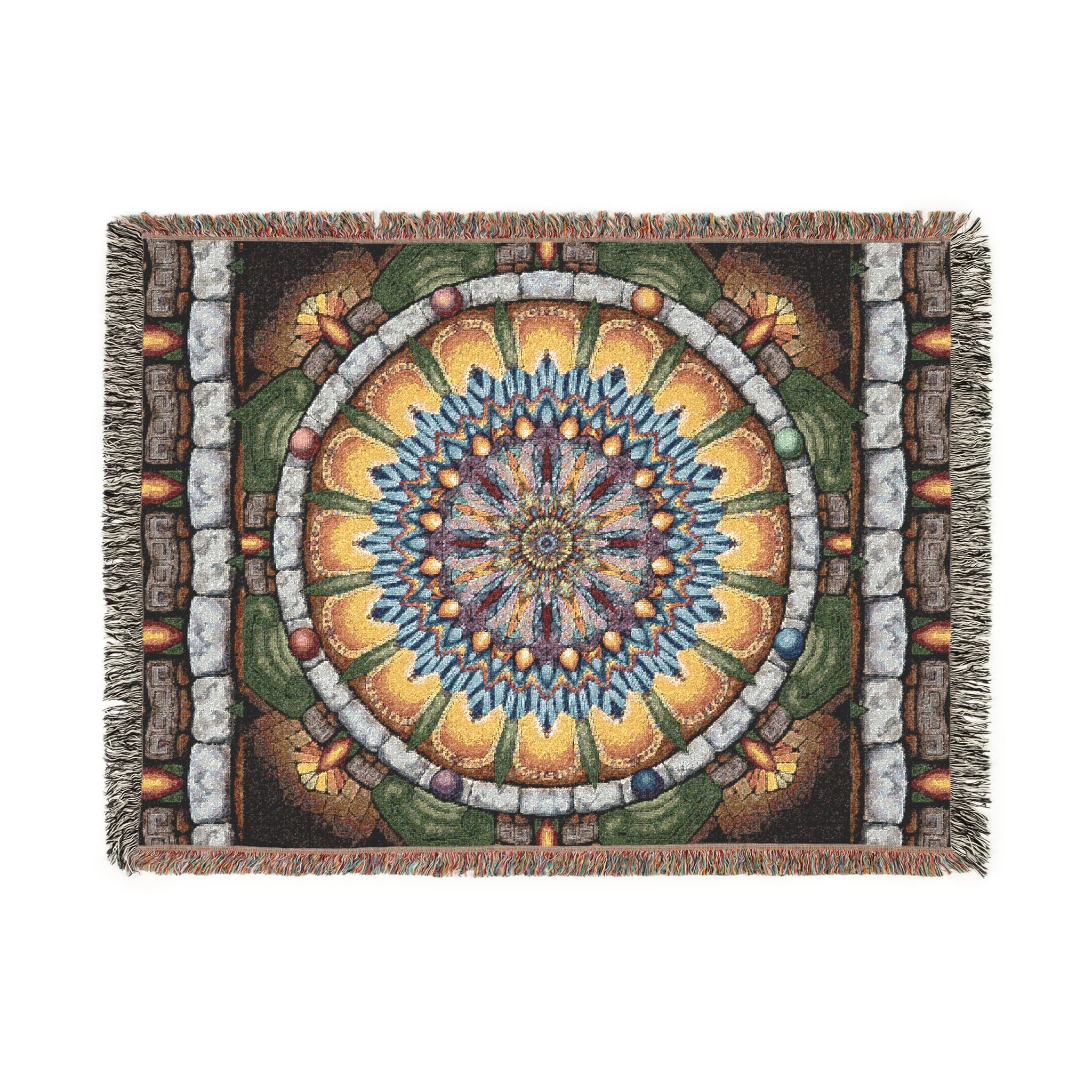 Emerald Arrows Mandala - Woven Blanket