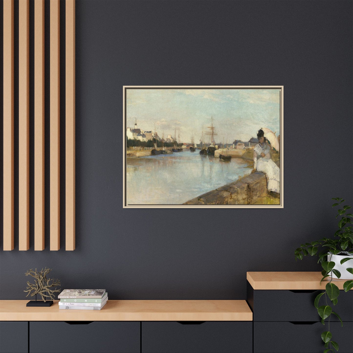 Morisot, Berthe - The Harbor at Lorient (1869) - Matte Canvas, Framed