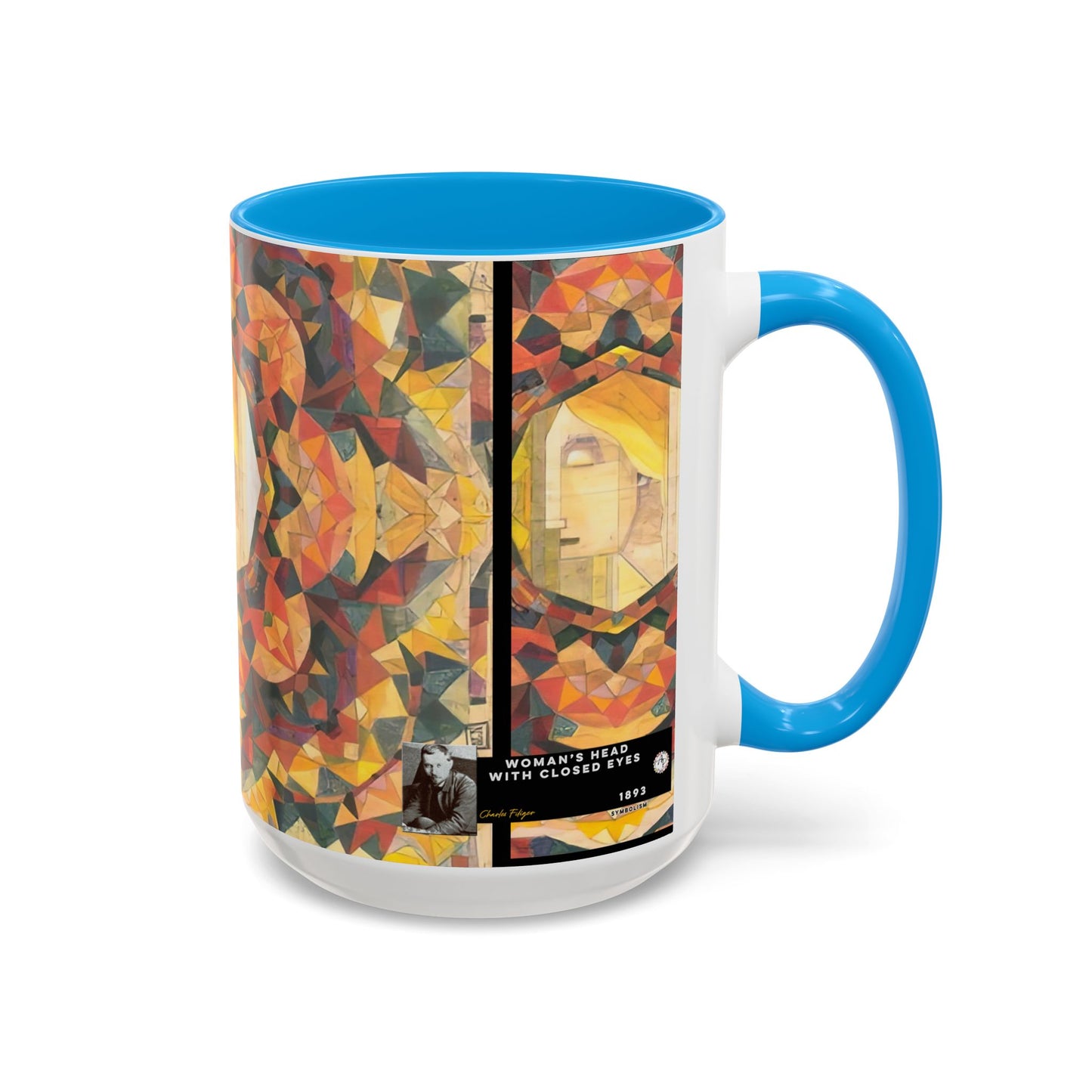 Filiger, Charles - Woman’s Head with Closed Eyes (1893) - Colorful Accent Mugs