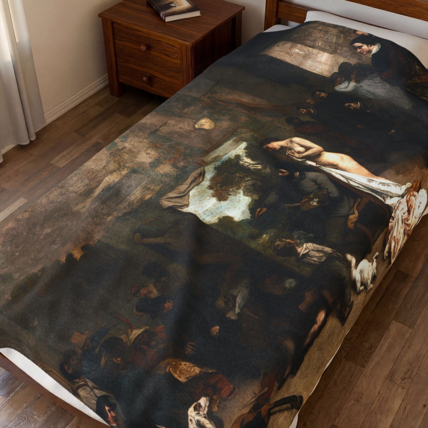 Courbet, Gustave - The Painter’s Studio (1855) - Velveteen Plush Blanket