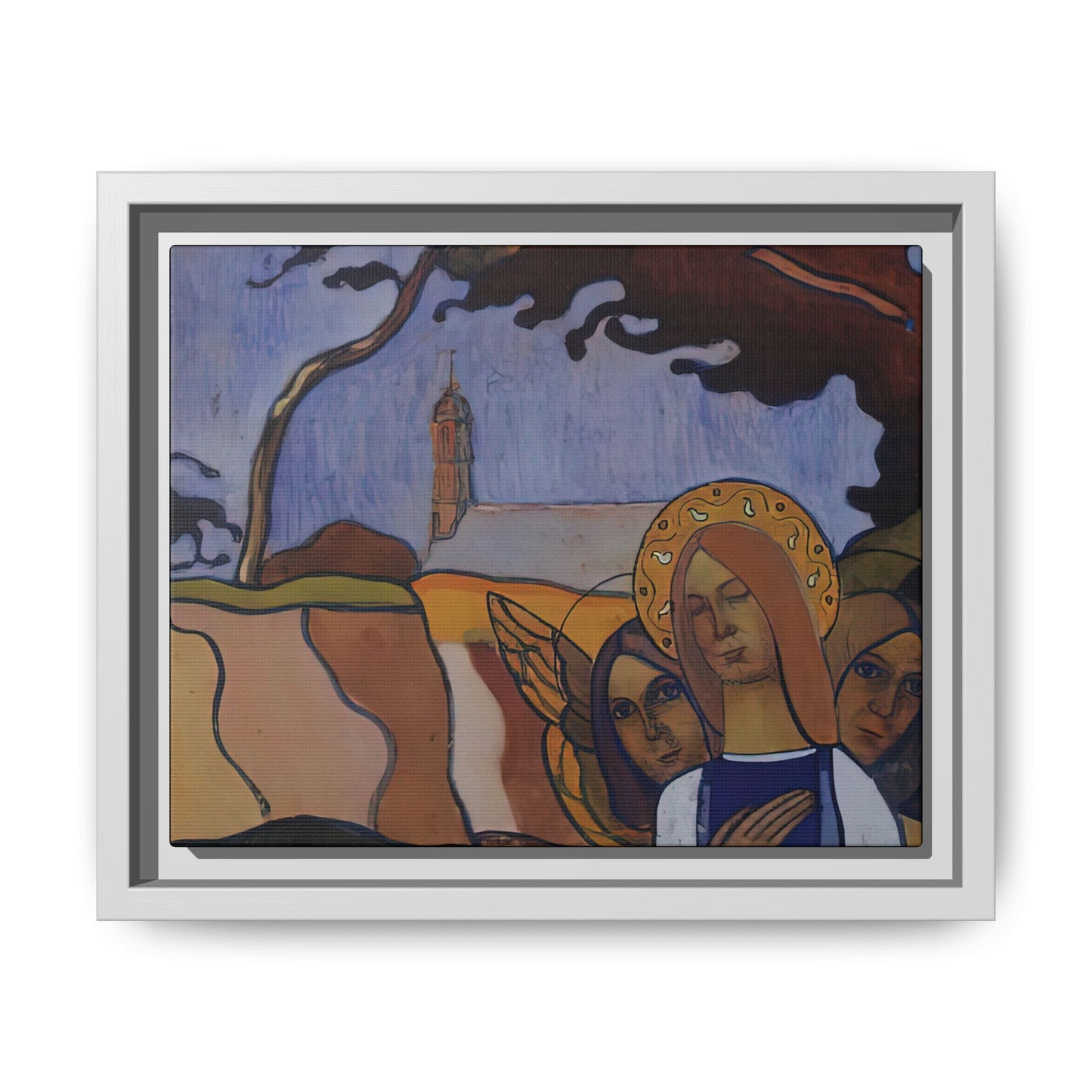 Filiger, Charles - Virgin and Two Angels (1895) - Matte Canvas, Framed