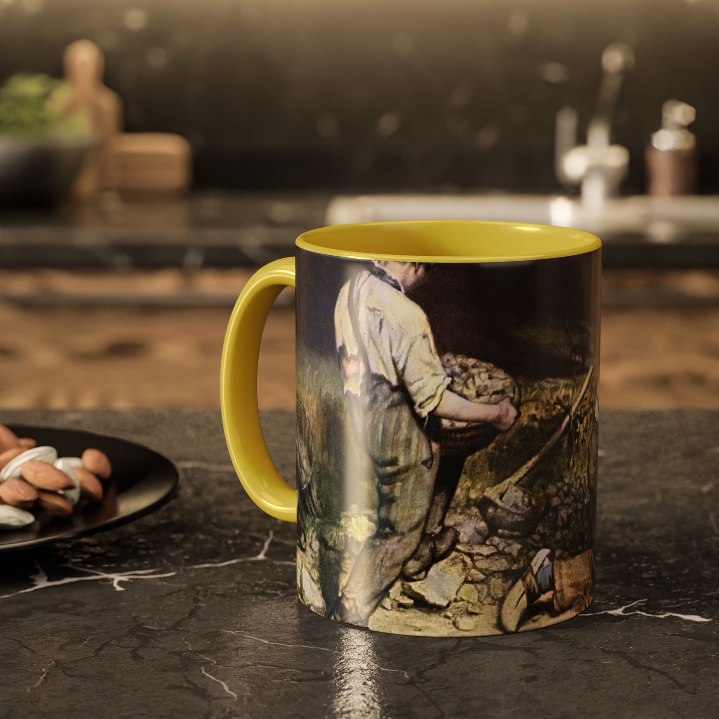 Courbet, Gustave - The Stone Breakers (1850) - Colorful Accent Mugs