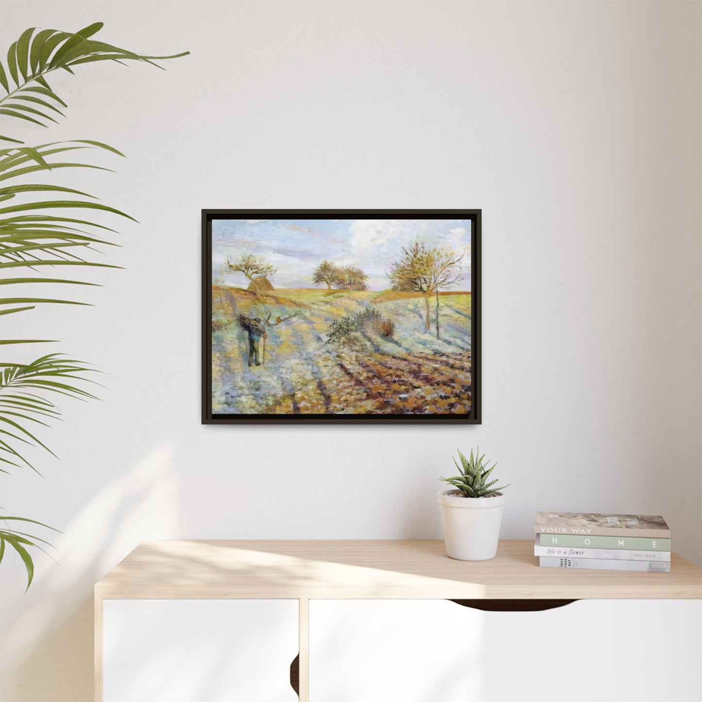 Pissarro, Camille - Hoarfrost (1873) - Matte Canvas, Framed