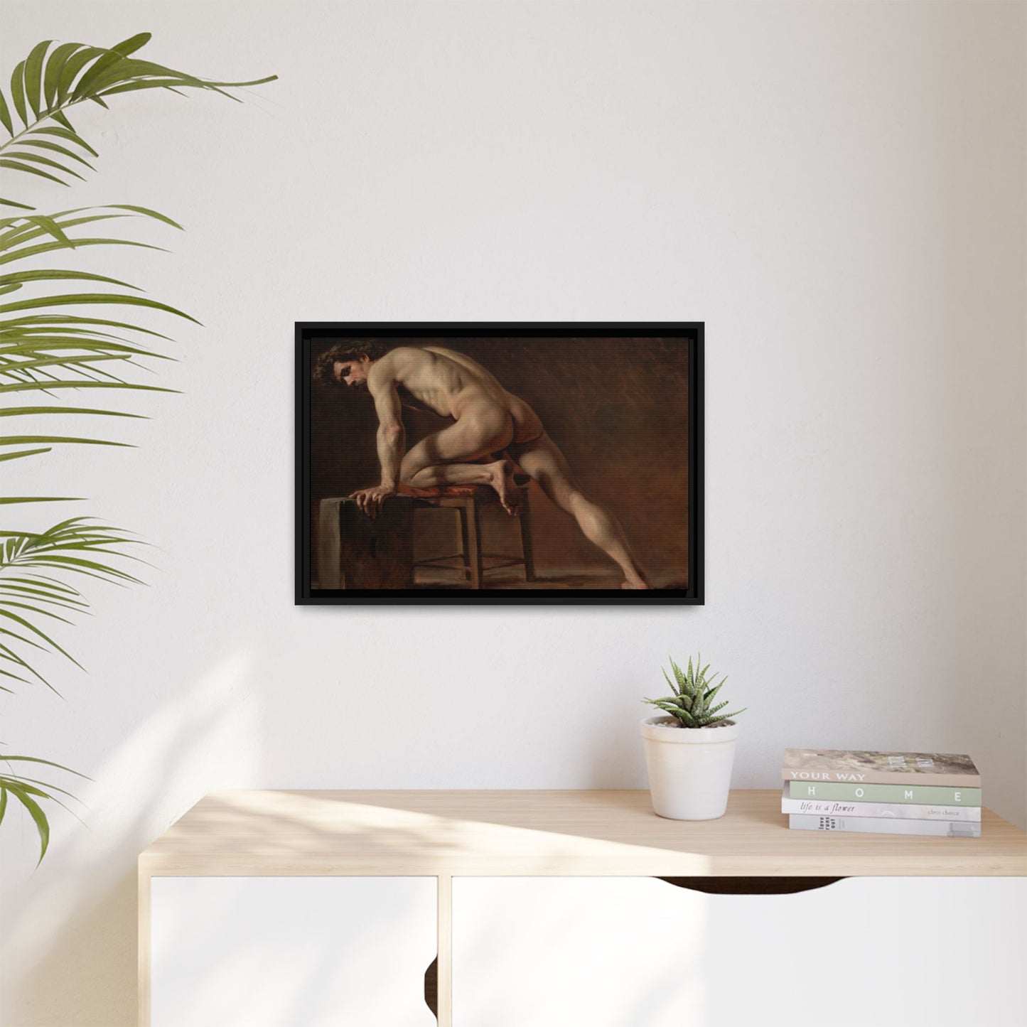 Courbet, Gustave - Study of a Nude Man (1840) - Matte Canvas, Framed
