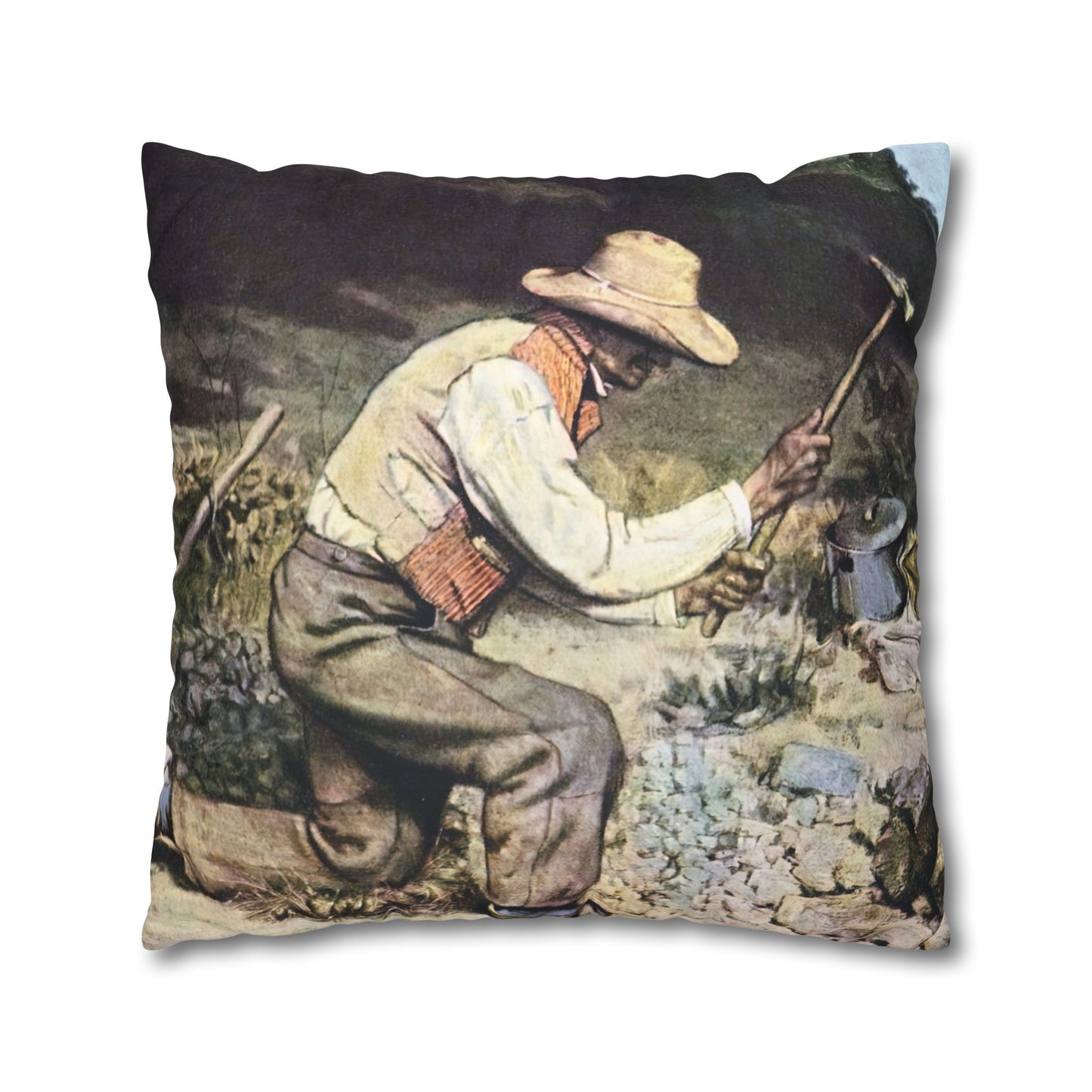 Courbet, Gustave - The Stone Breakers (1850) - Suede Square Pillowcase