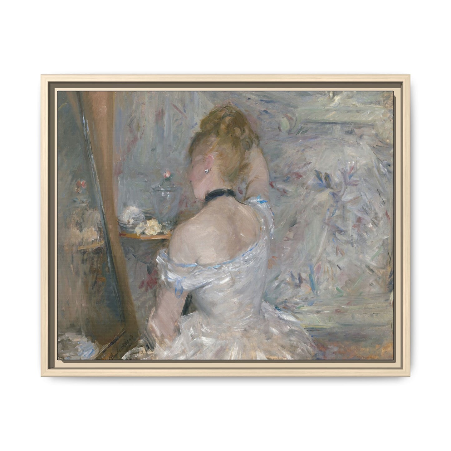 Morisot, Berthe - Woman at Her Toilette (1880) - Matte Canvas, Framed