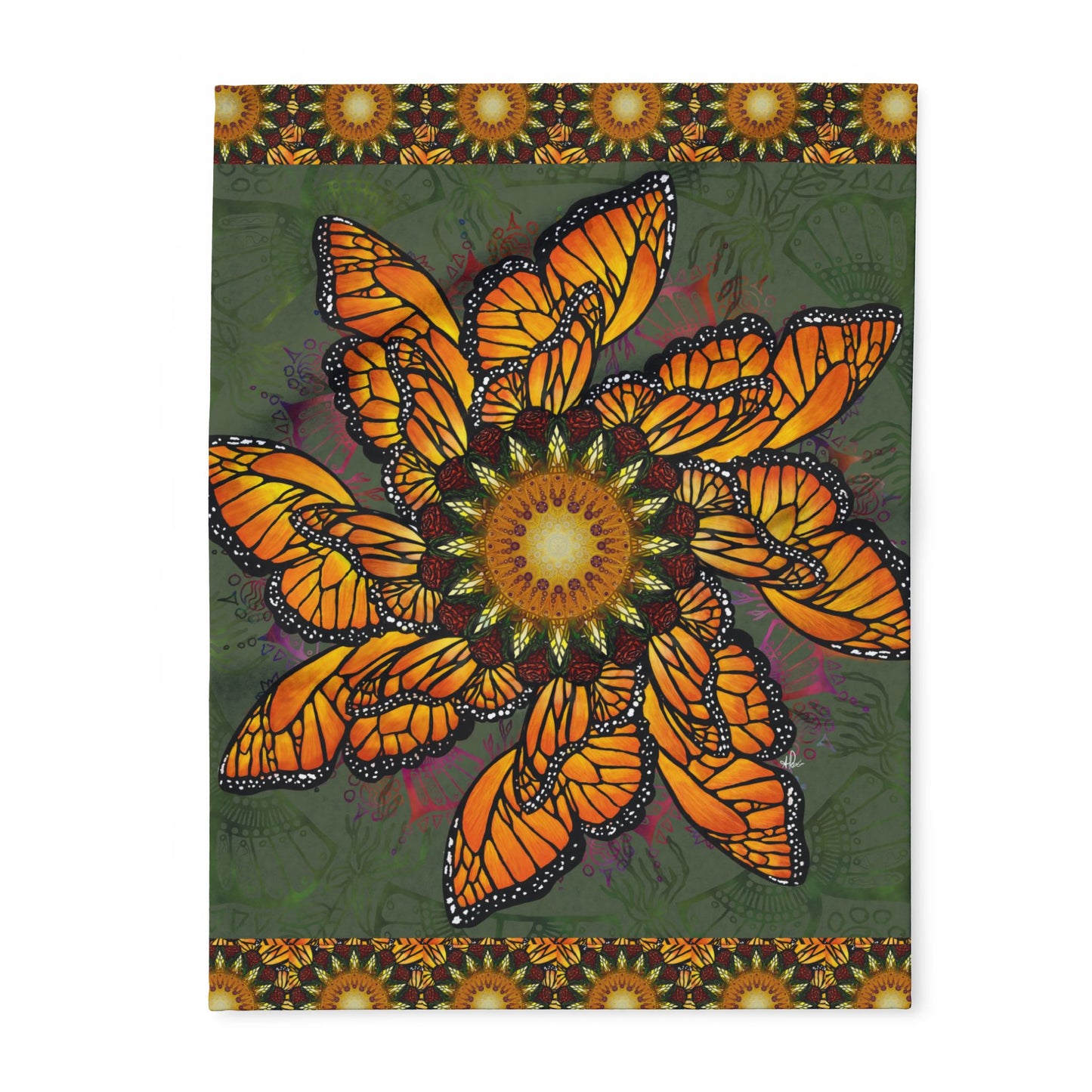 Pacio, Adam - Monarch Butterfly Mandala - Arctic Fleece Blanket
