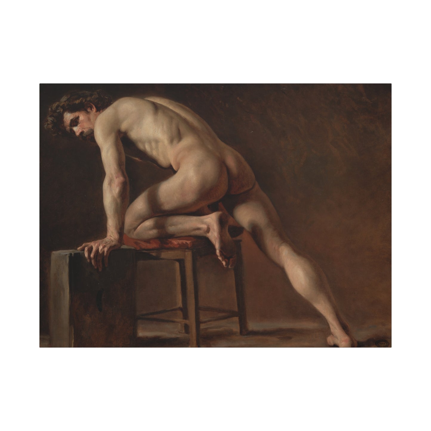 Courbet, Gustave - Study of a Nude Man (1840) - Canvas Block, unframed