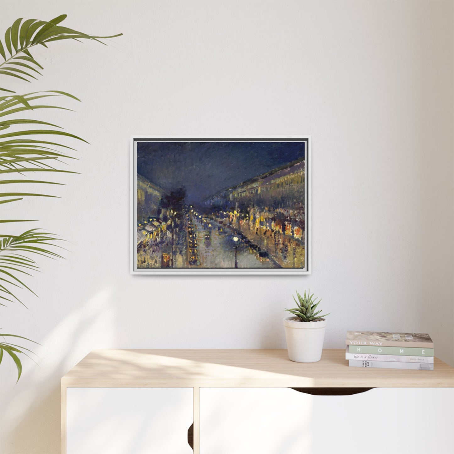 Pissarro, Camille - The Boulevard Montmartre At Night (1897) - Matte Canvas, Framed