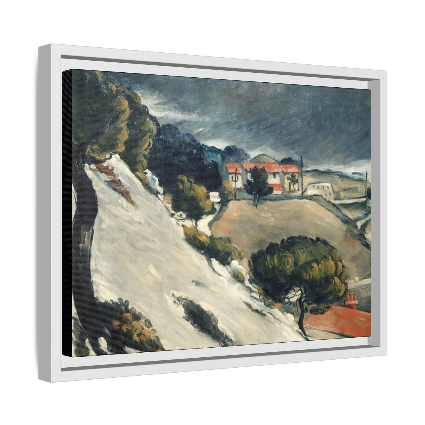 Cézanne, Paul - L’Estaque, Melting Snow (1870) - Matte Canvas, Framed