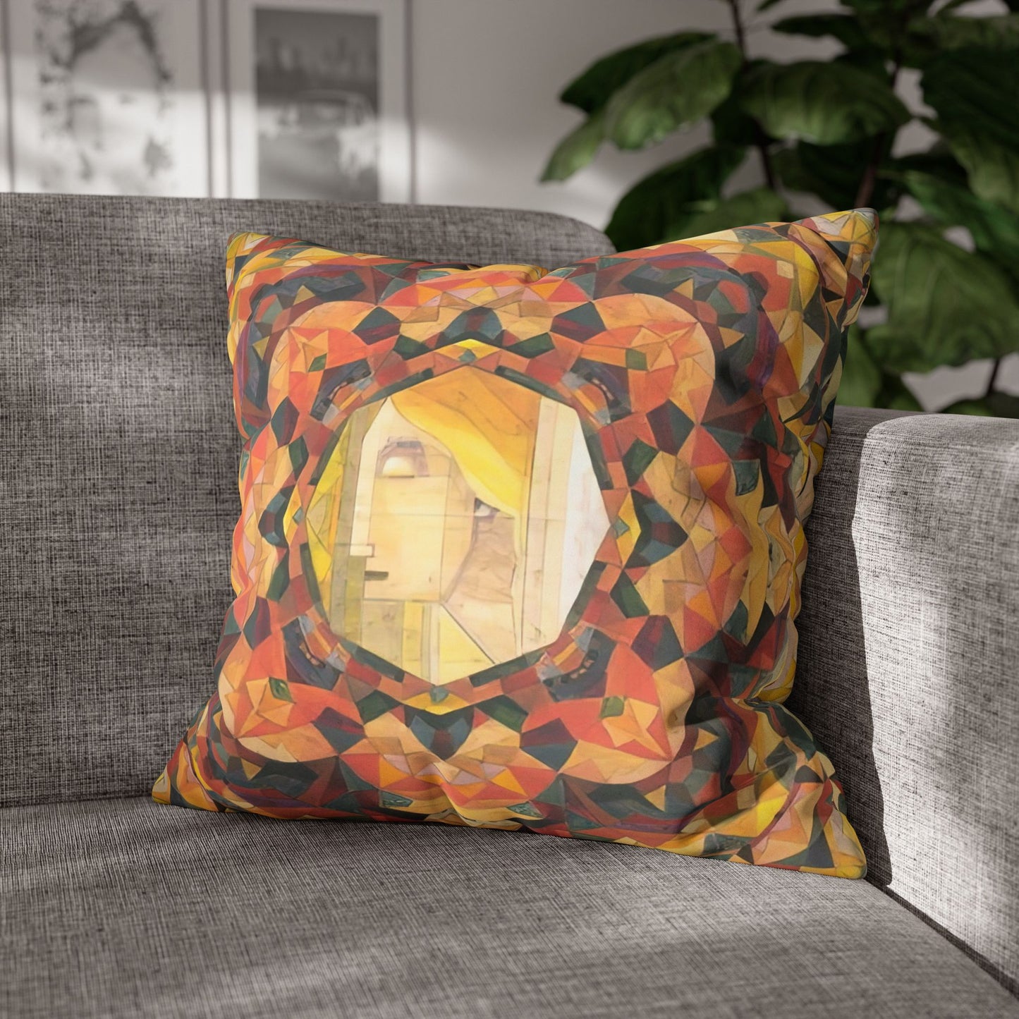 Filiger, Charles - Woman’s Head with Closed Eyes (1893) - Suede Square Pillowcase