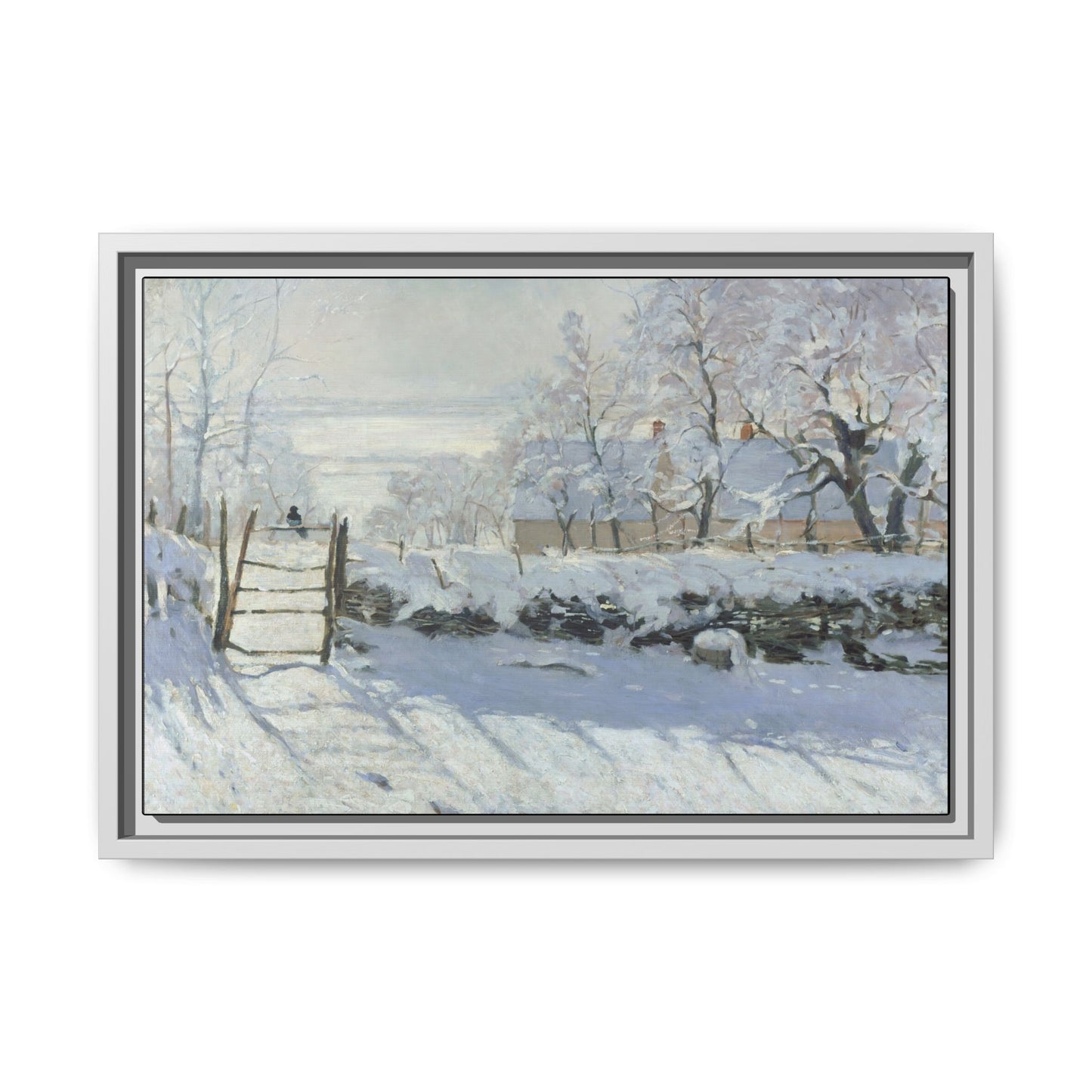 Monet, Claude - The Magpie (1868) - Matte Canvas, Framed