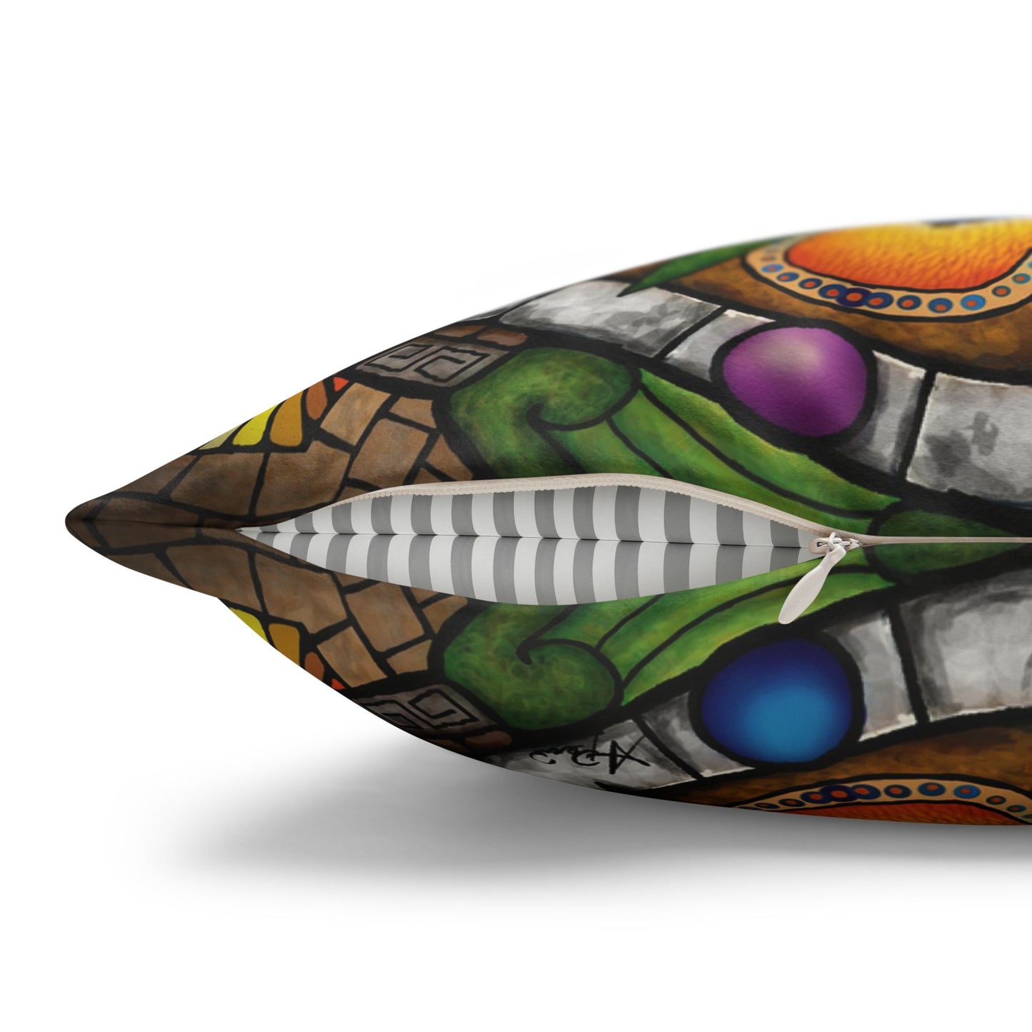 Pacio, Adam - Emerald Arrows Mandala - Suede Square Pillowcase