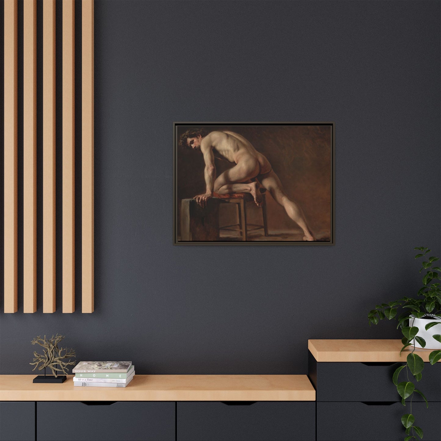 Courbet, Gustave - Study of a Nude Man (1840) - Matte Canvas, Framed