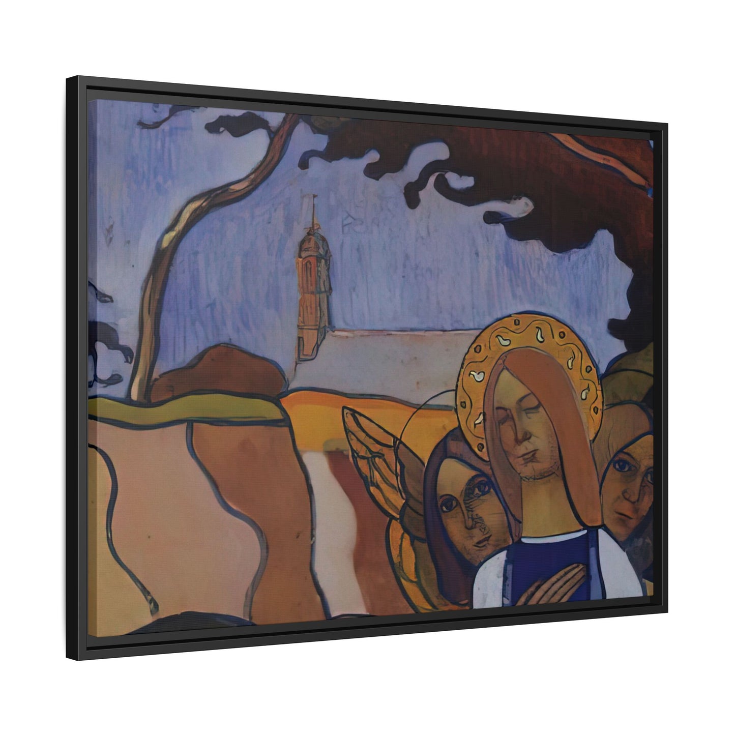 Filiger, Charles - Virgin and Two Angels (1895) - Matte Canvas, Framed