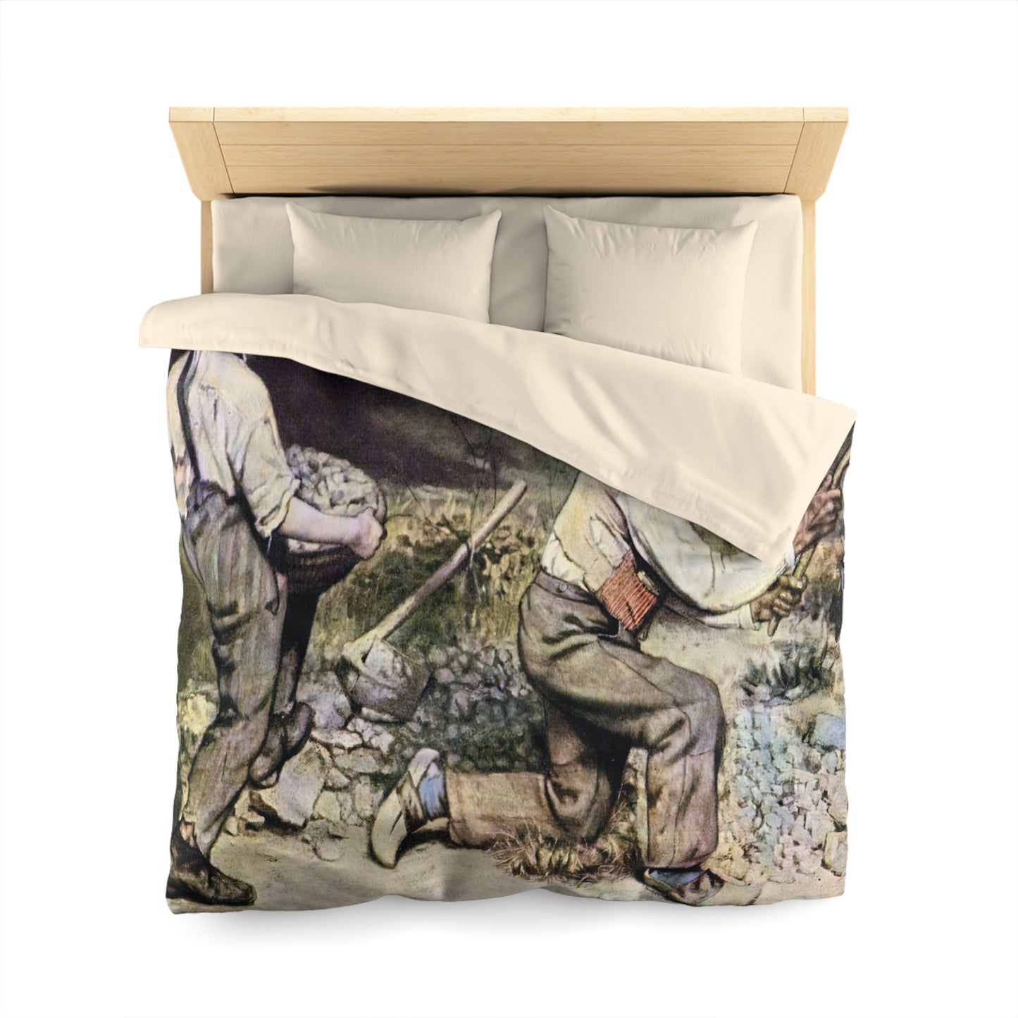 Courbet, Gustave - The Stone Breakers (1850) - Microfiber Duvet Cover