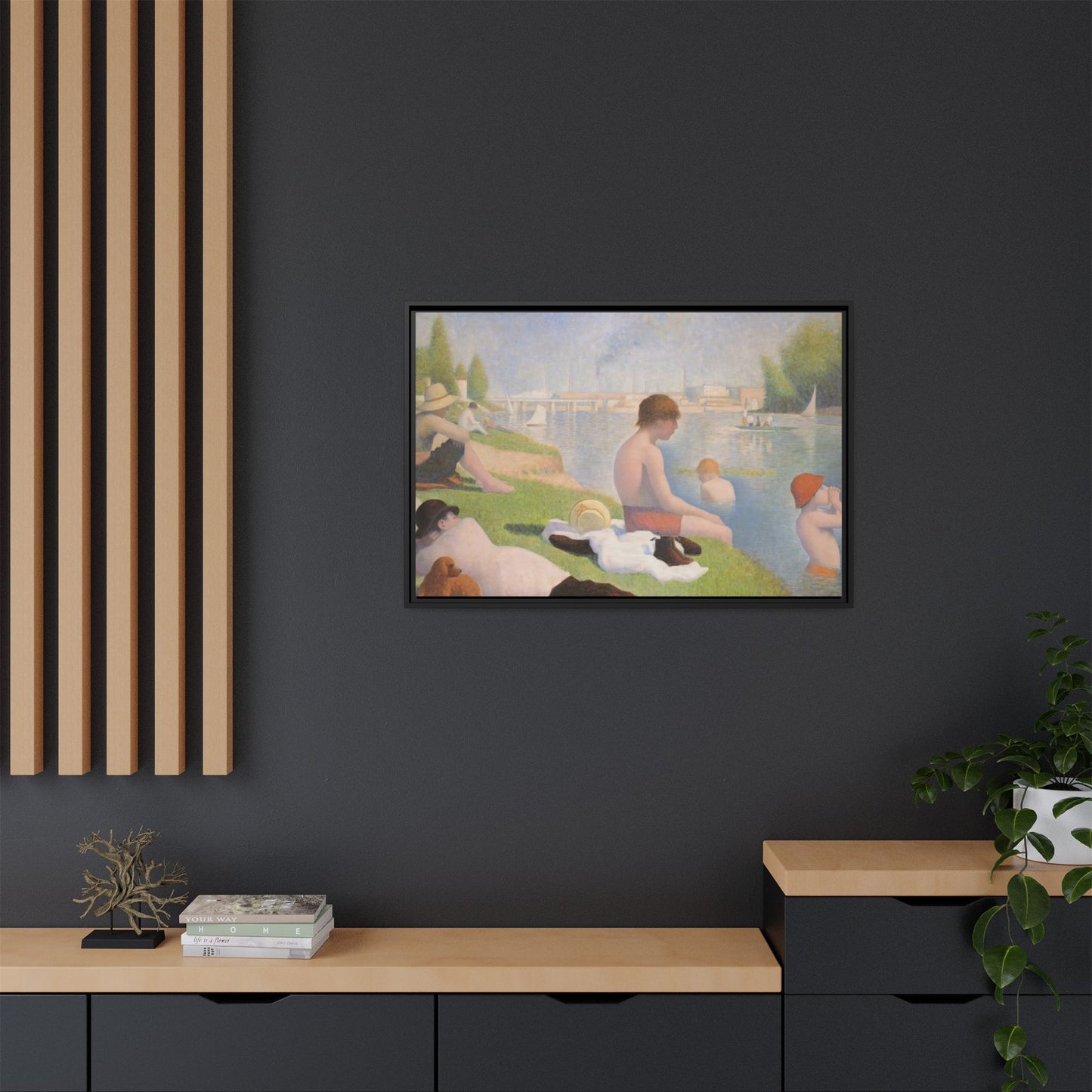 Seurat, Georges - Bathers at Asnières (1884) - Matte Canvas, Framed