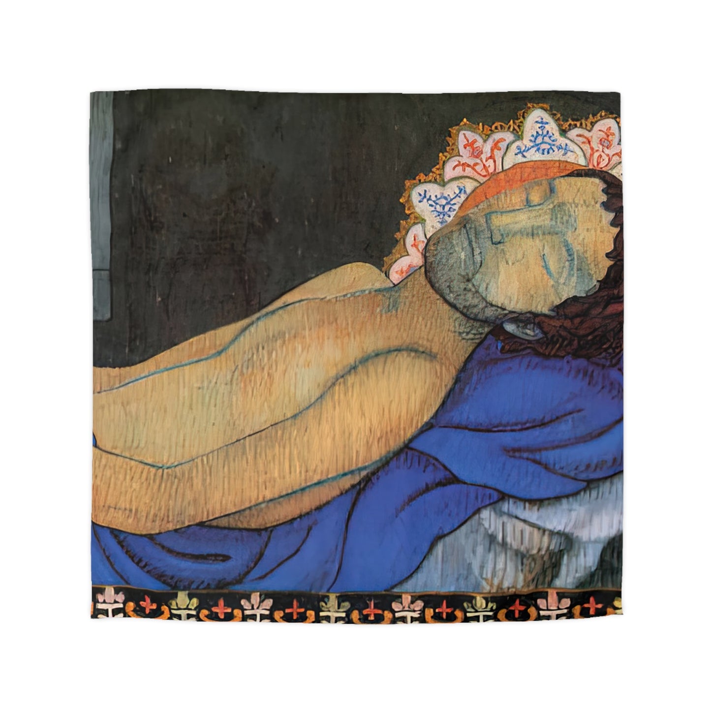 Filiger, Charles - The Recumbent Christ (1895) - Microfiber Duvet Cover
