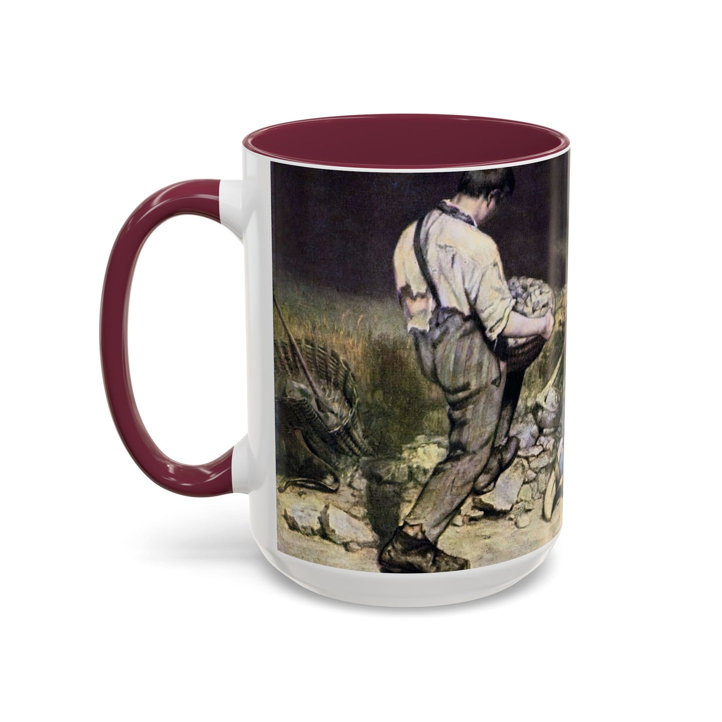 Courbet, Gustave - The Stone Breakers (1850) - Colorful Accent Mugs