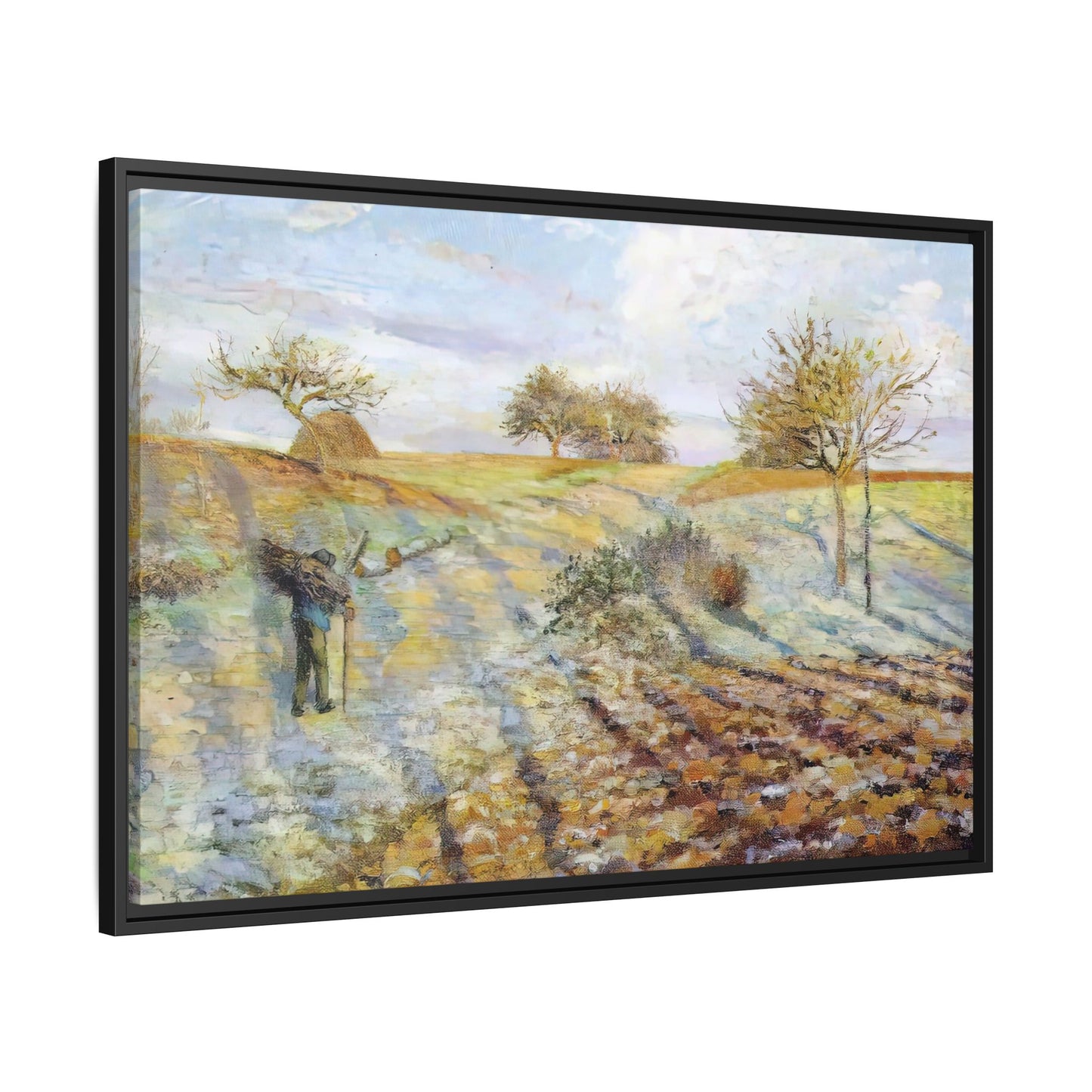 Pissarro, Camille - Hoarfrost (1873) - Matte Canvas, Framed