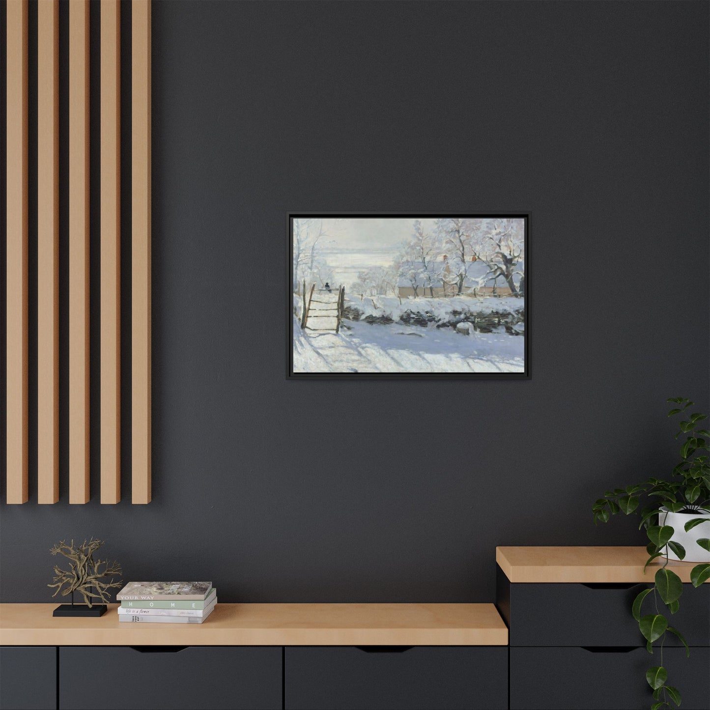 Monet, Claude - The Magpie (1868) - Matte Canvas, Framed